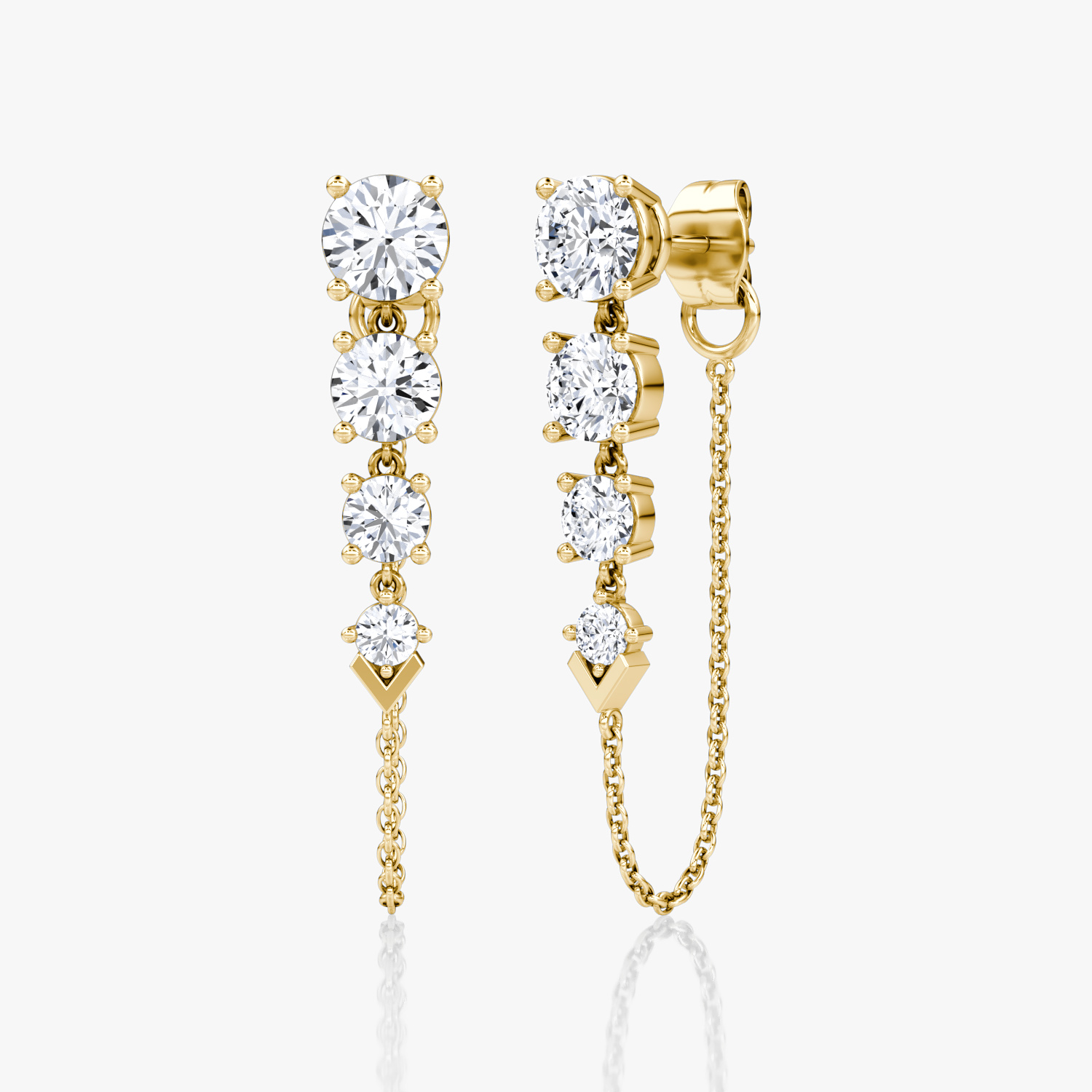 VRAI V Linked Tennis Round Brilliant Earrings | 14k Yellow Gold