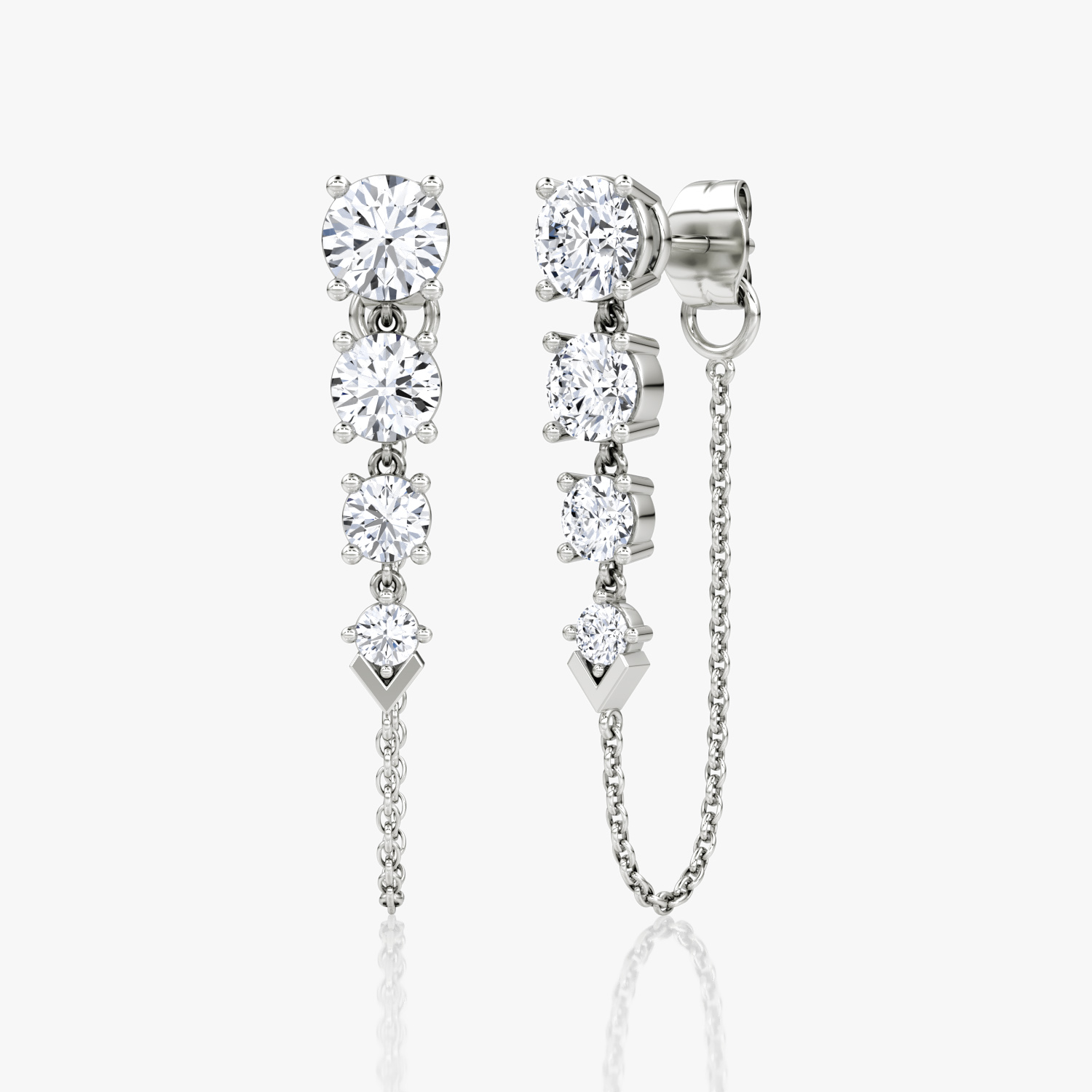 VRAI V Linked Tennis Round Brilliant Earrings | 14k White Gold