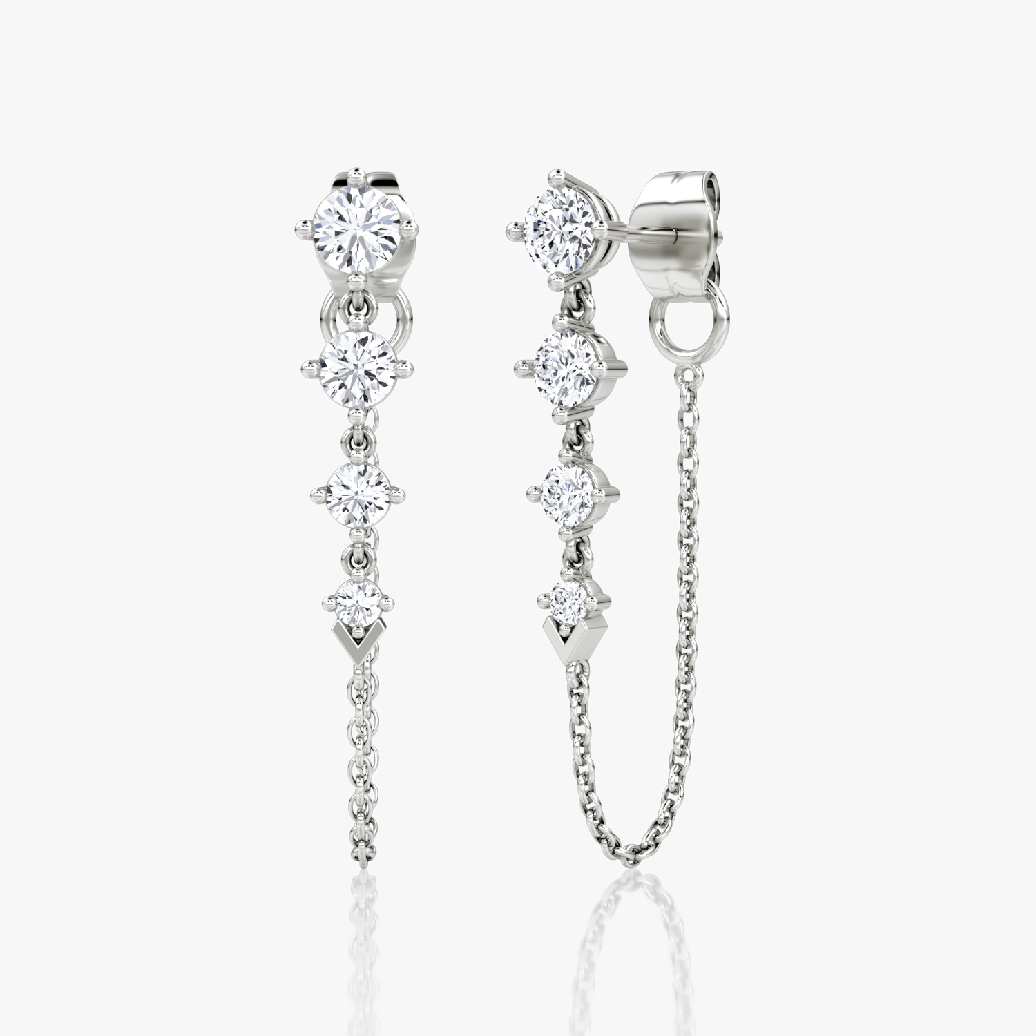 VRAI V Linked Tennis Round Brilliant Earrings | 14k White Gold