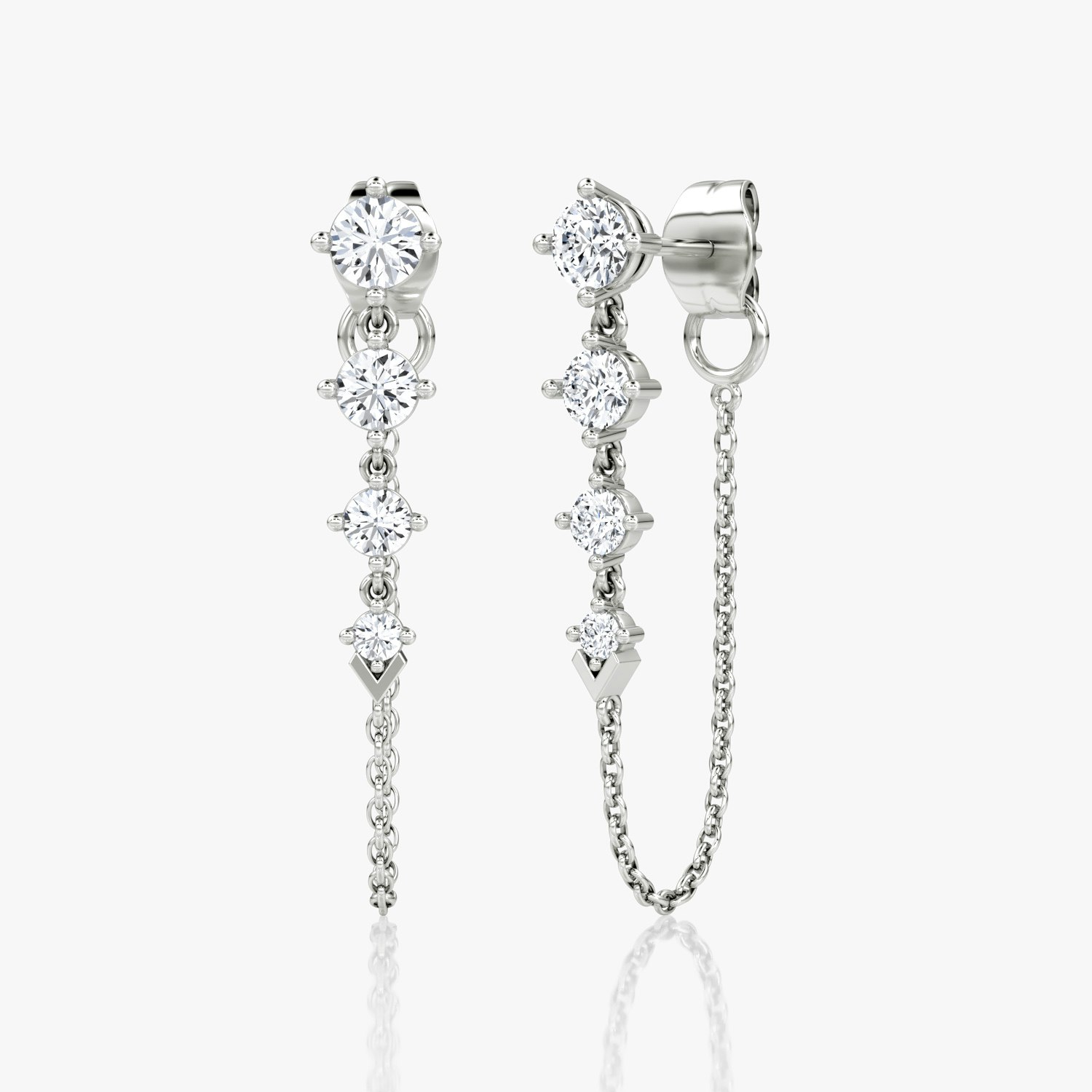 VRAI V Linked Tennis Round Brilliant Earrings | 14k White Gold
