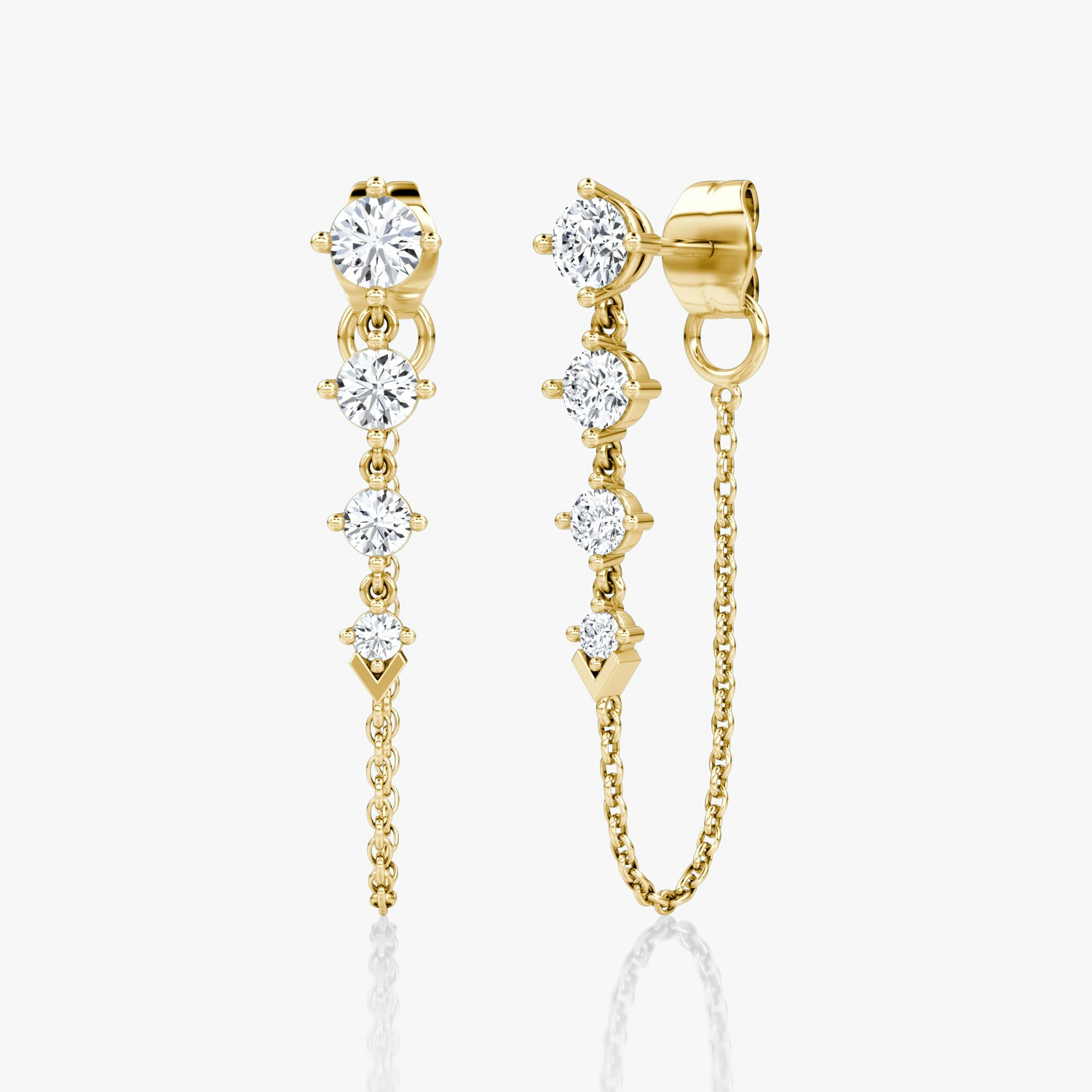 VRAI V Linked Tennis Round Brilliant Earrings | 14k Yellow Gold