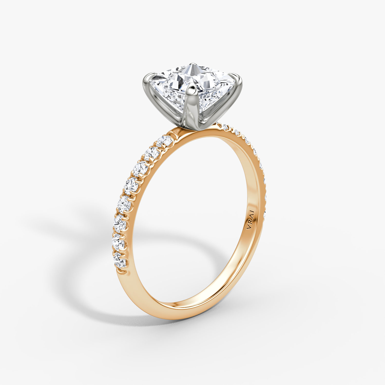 Classic Princess Engagement Ring | 14k Rose Gold and Platinum