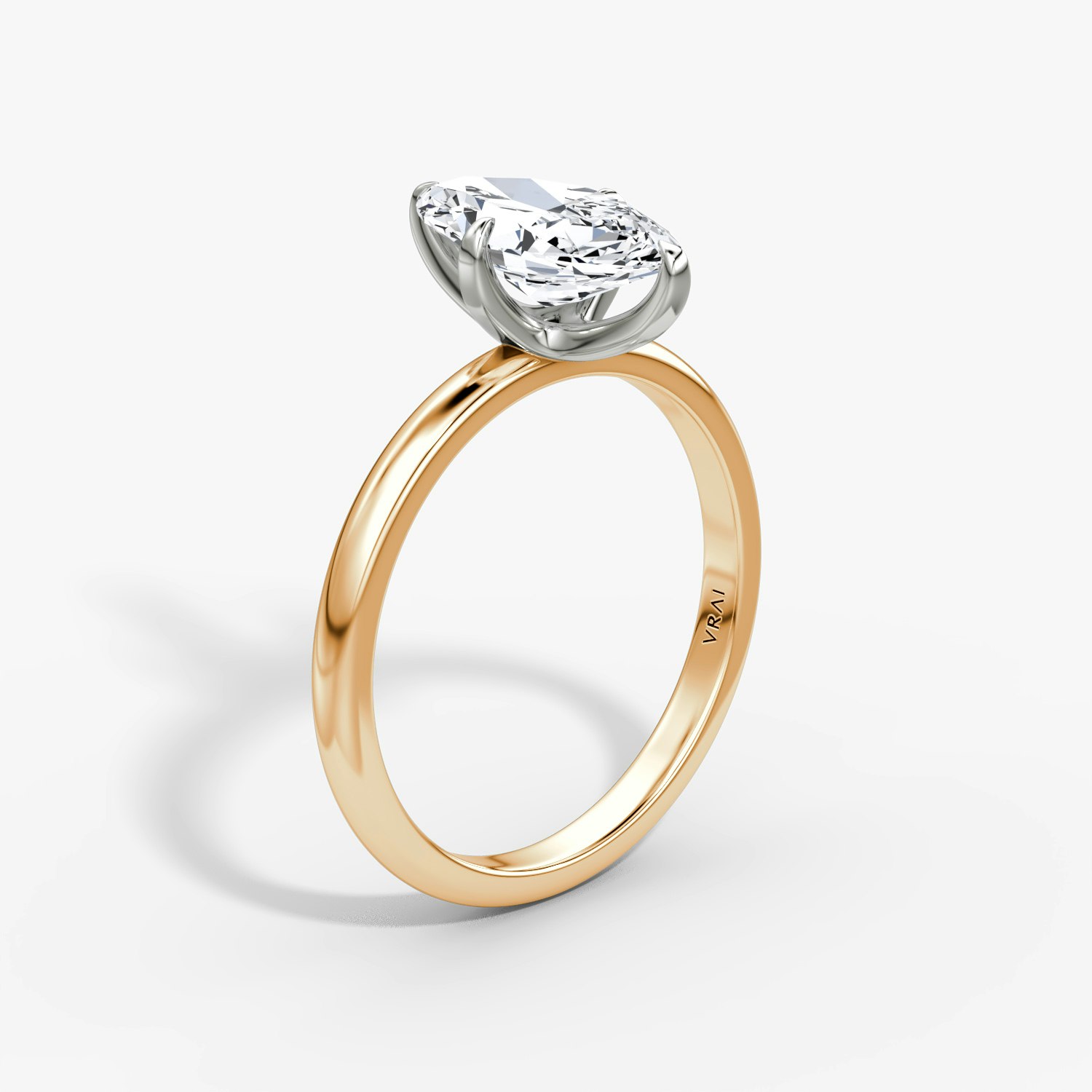 Classic Marquise Engagement Ring | 14k Rose Gold and Platinum
