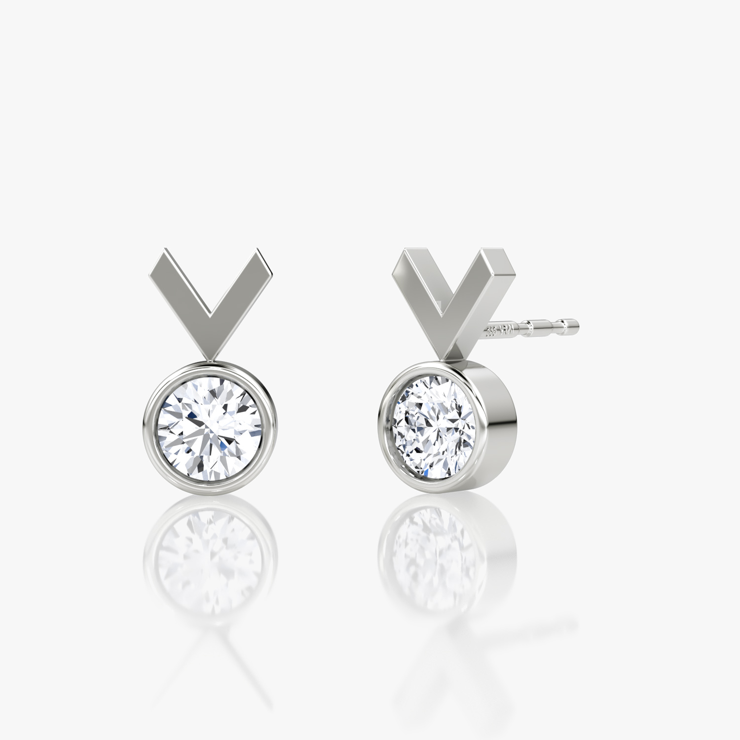 Arrow Stud 14k White Gold 1 4 carat Round Brilliant Cut Created Diamond