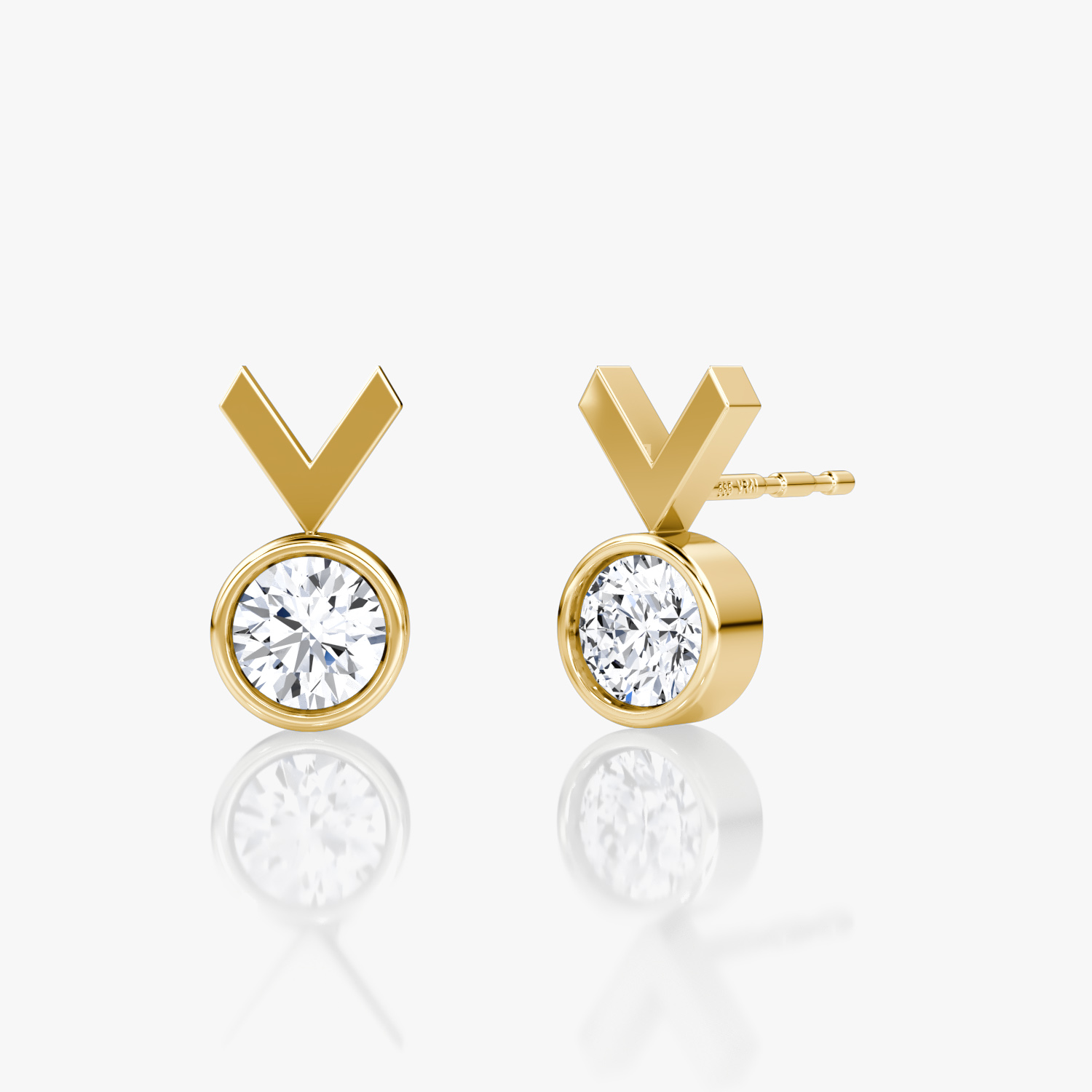 Arrow Stud 14k Yellow Gold 1 4 carat Round Brilliant Cut Created Diamond