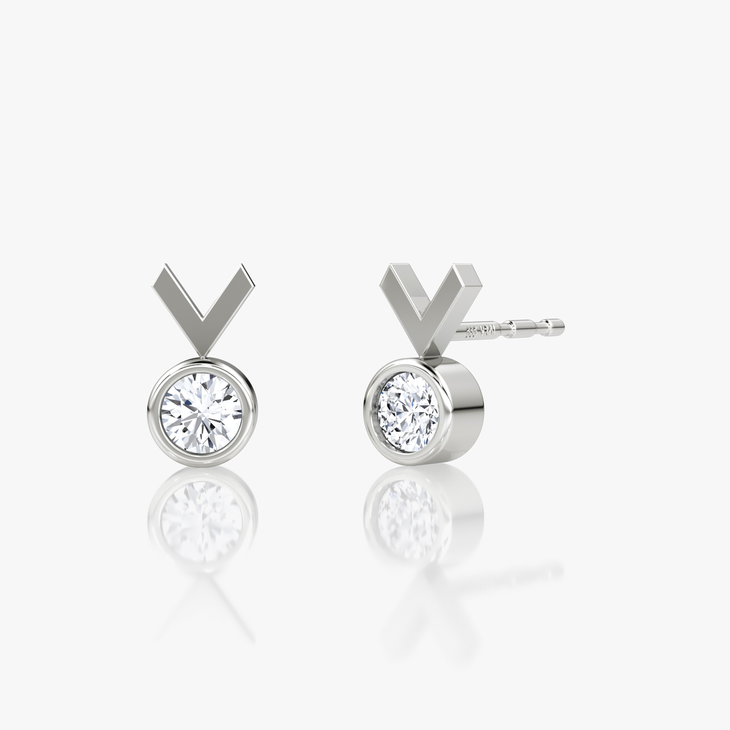 Arrow Stud 14k White Gold 1 10 carat Round Brilliant Cut Created Diamond