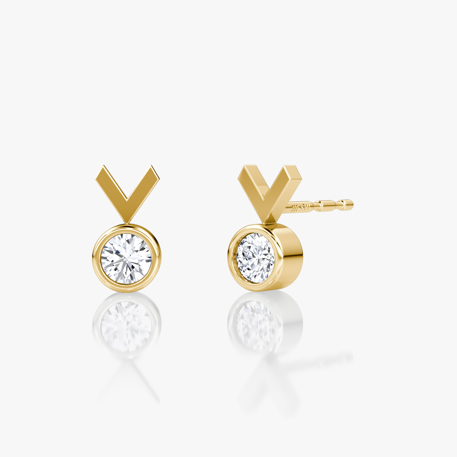 Arrow Stud 14k Yellow Gold 1 10 carat Round Brilliant Cut Created Diamond