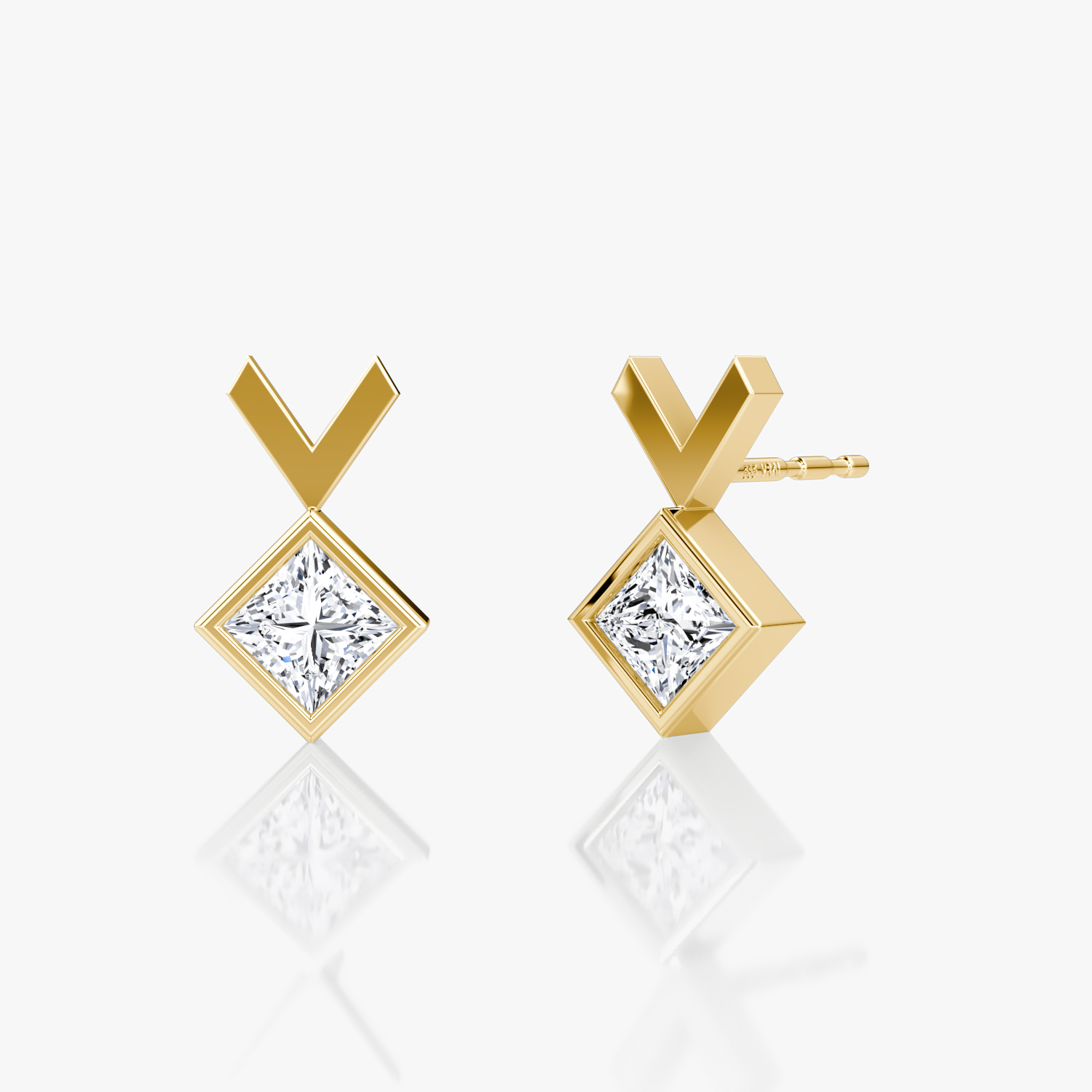 Arrow Stud 14k Yellow Gold 1 4 carat Princess Cut Created Diamond