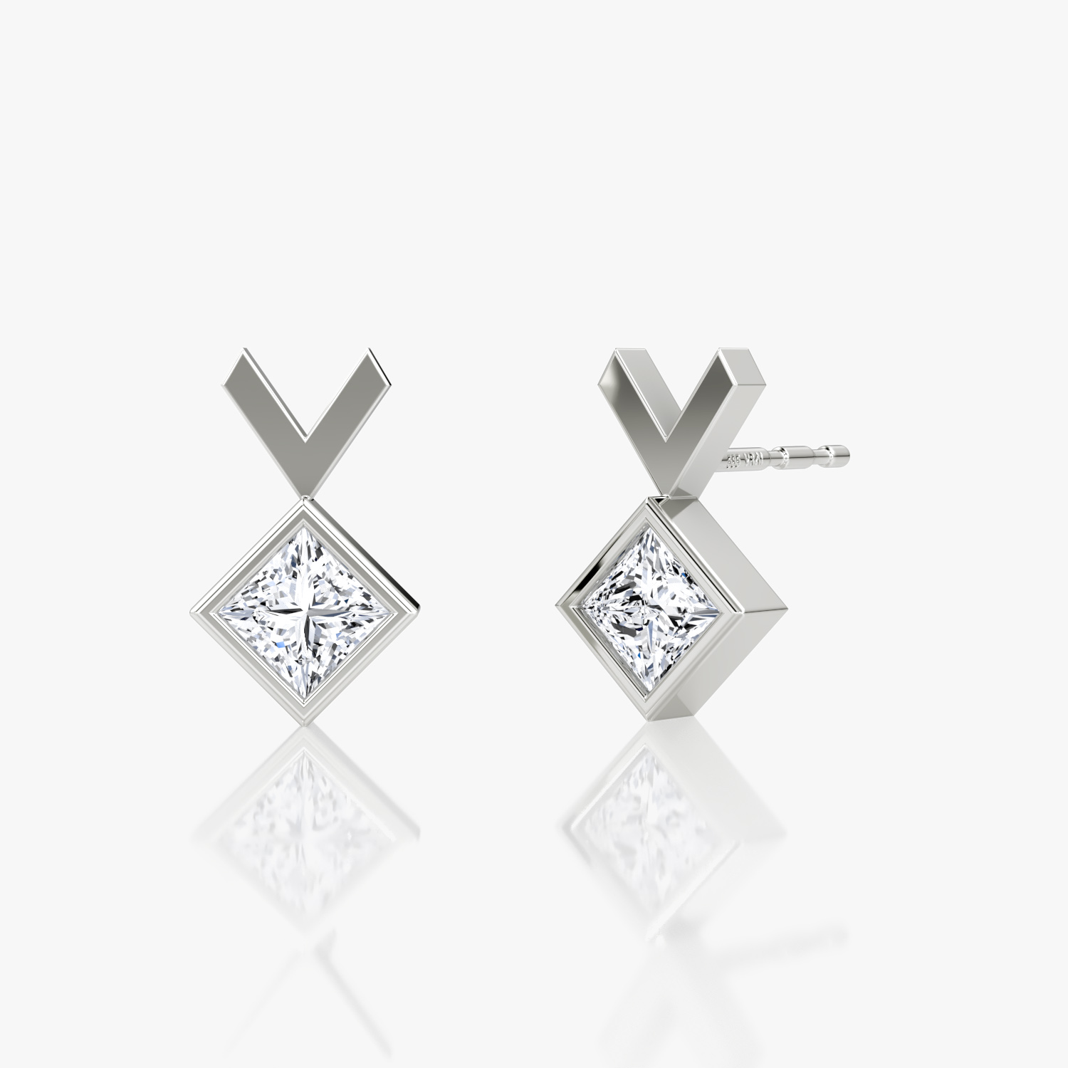 Arrow Stud 14k White Gold 1 4 carat Princess Cut Created Diamond
