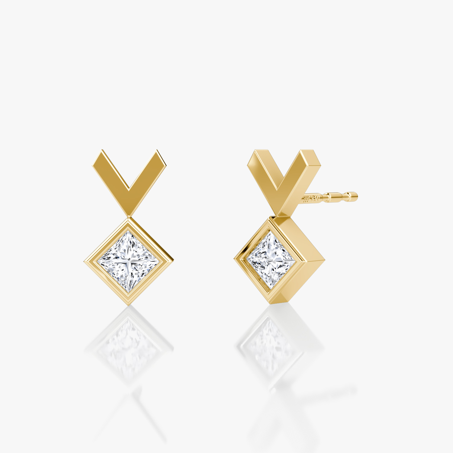 Arrow Stud 14k Yellow Gold 0.15 carat Princess Cut Created Diamond