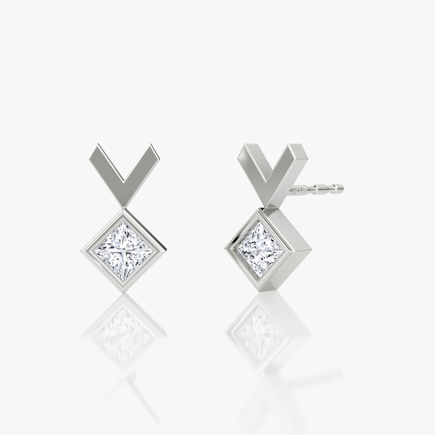 Arrow Stud 14k White Gold 0.15 carat Princess Cut Created Diamond
