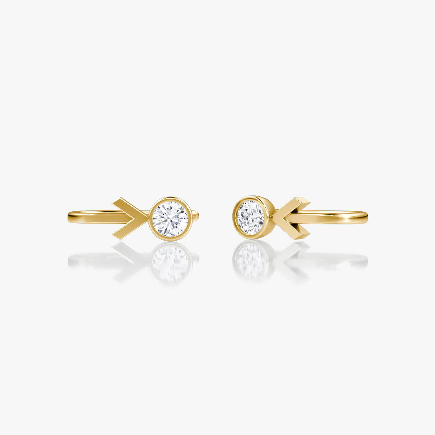 Arrow Cuff Earring 14k Yellow Gold 1 4 carat Round Brilliant Cut Created Diamond