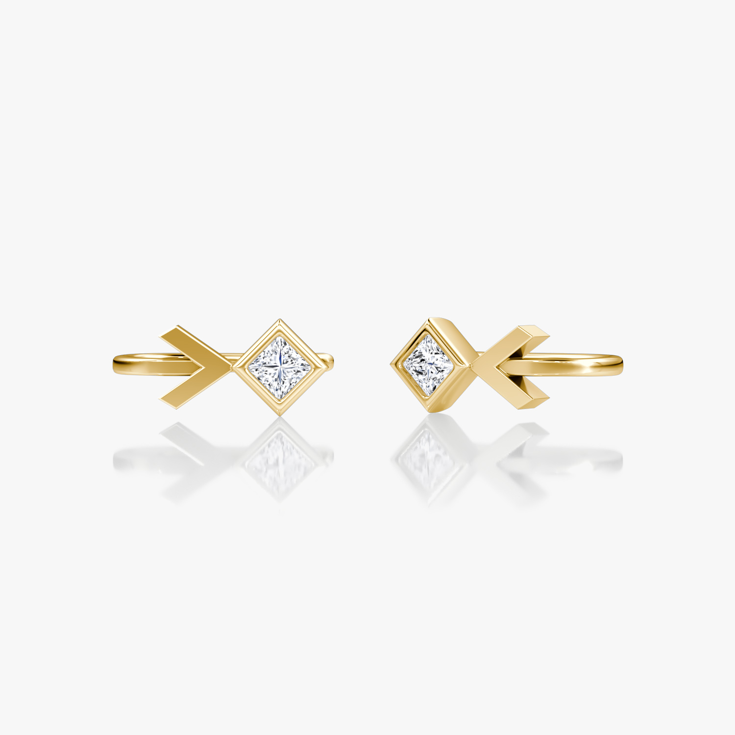 Arrow Cuff Earring 14k Yellow Gold 1 4 carat Princess Cut Created Diamond