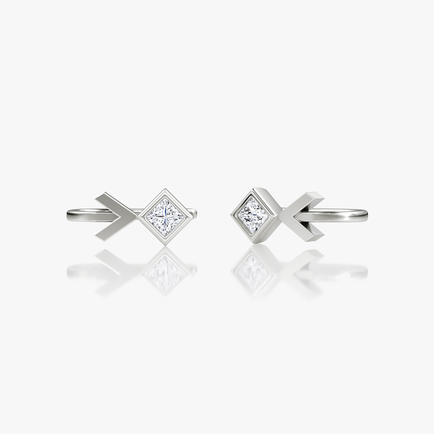 Arrow Cuff Earring 14k White Gold 1 4 carat Princess Cut Created Diamond