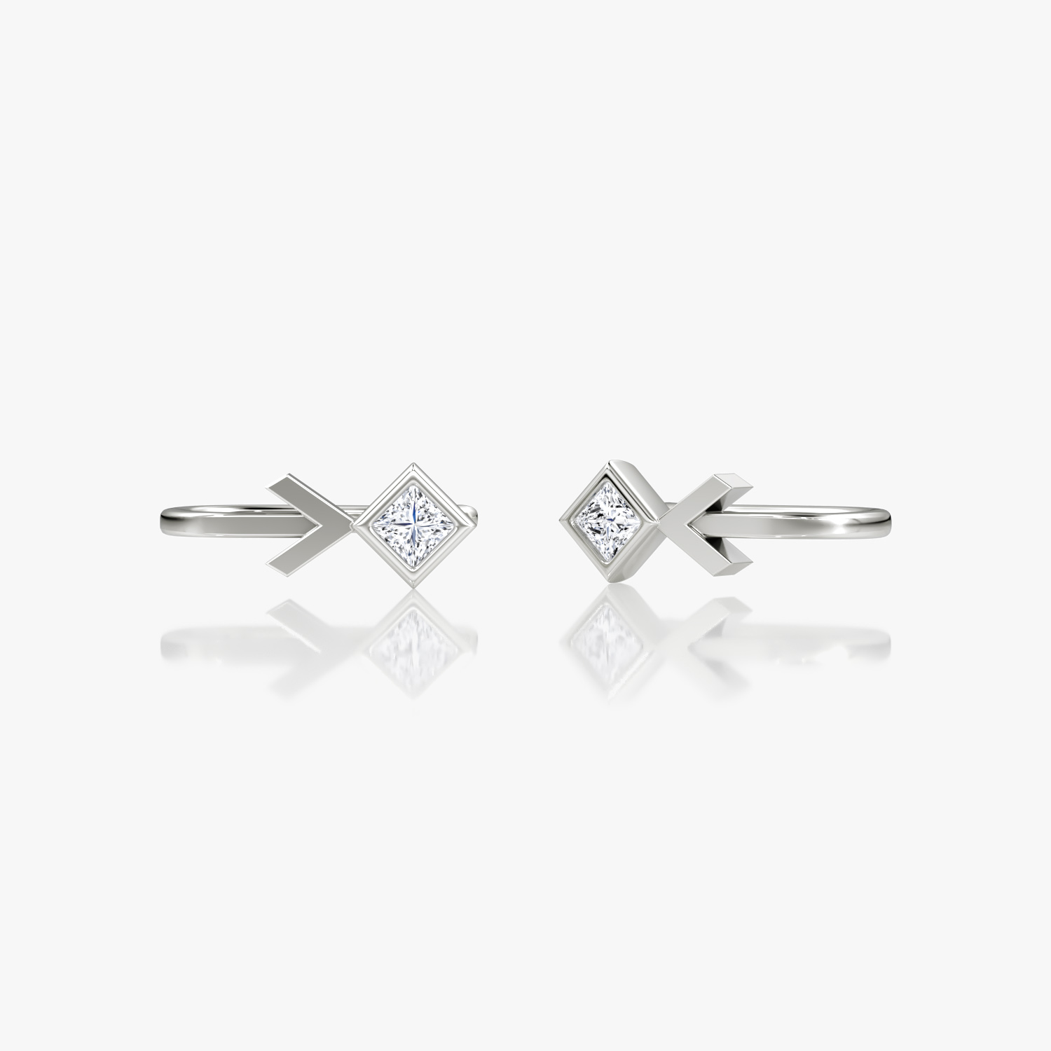 Arrow Cuff Earring 14k White Gold 0.15 carat Princess Cut Created Diamond