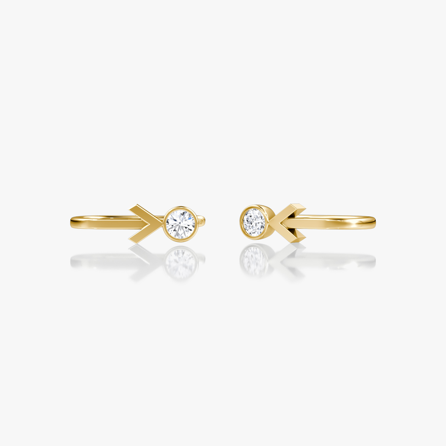 Arrow Cuff Earring 14k Yellow Gold 1 10 carat Round Brilliant Cut Created Diamond