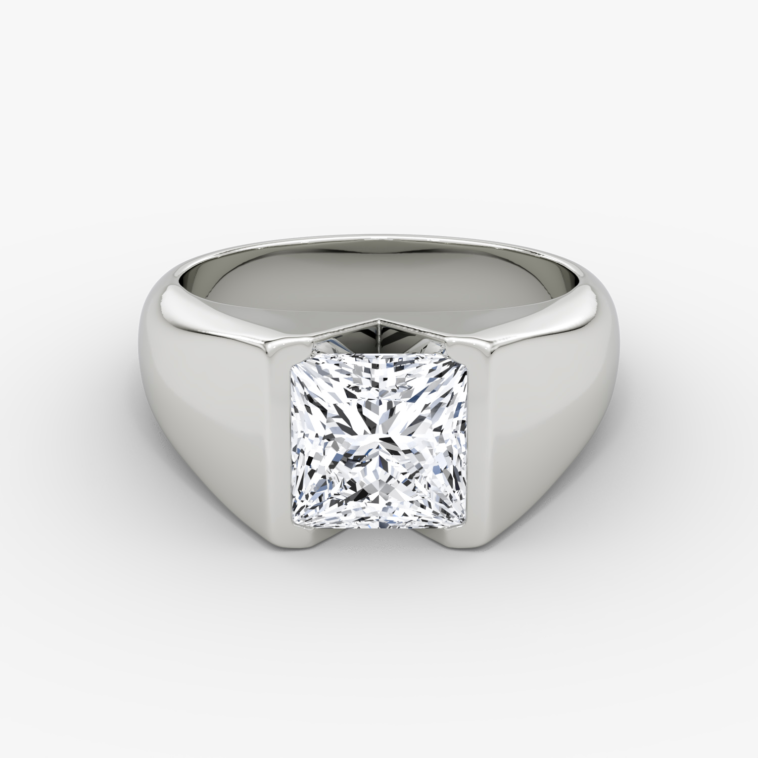 Statement Signet Princess Engagement Ring | 18k White Gold