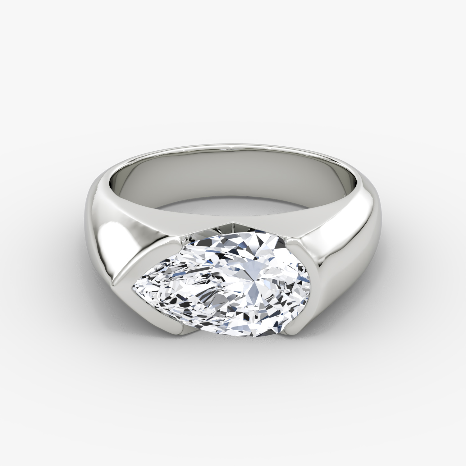 Statement Signet Pear Engagement Ring | 18k White Gold