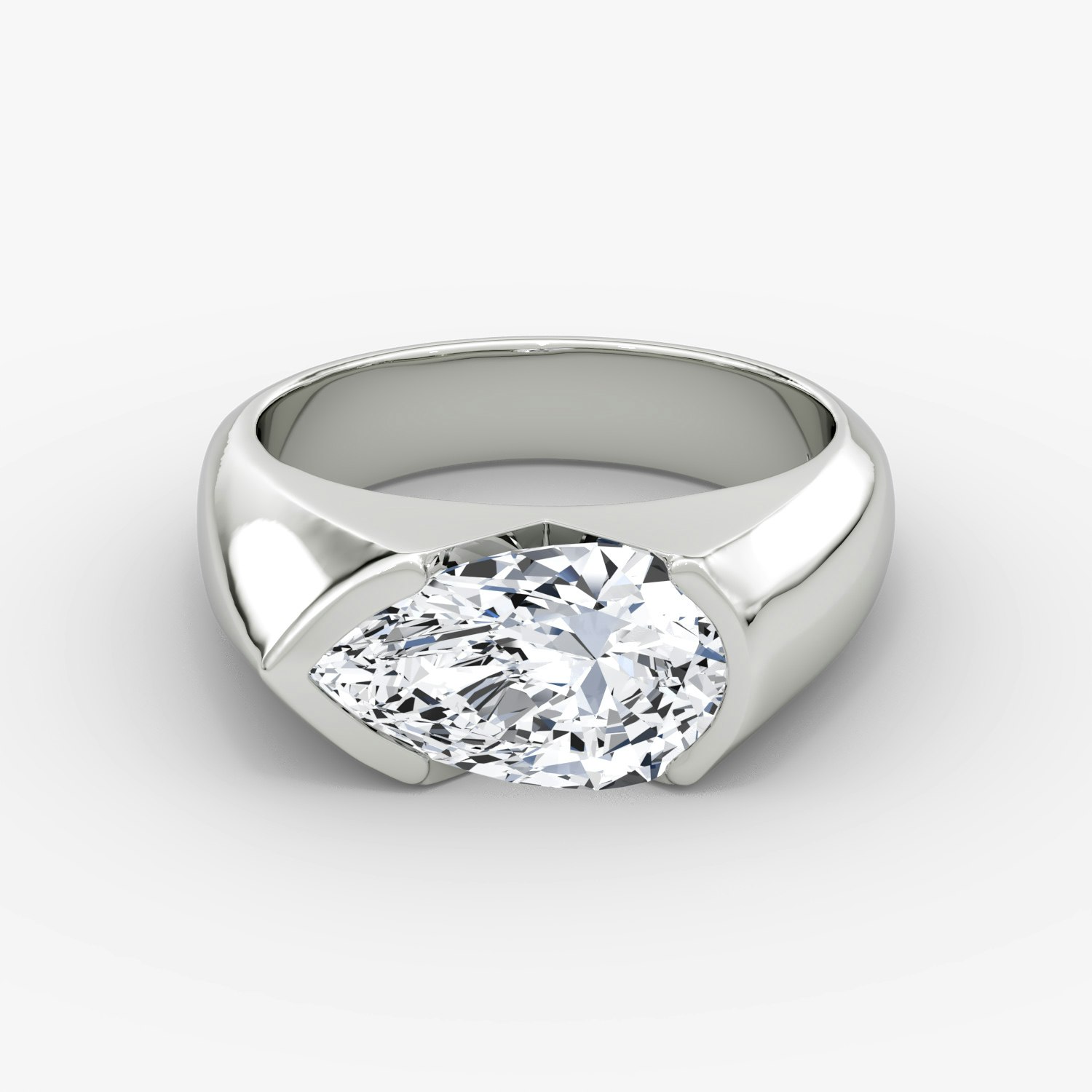 Statement Signet Pear Engagement Ring | 18k White Gold