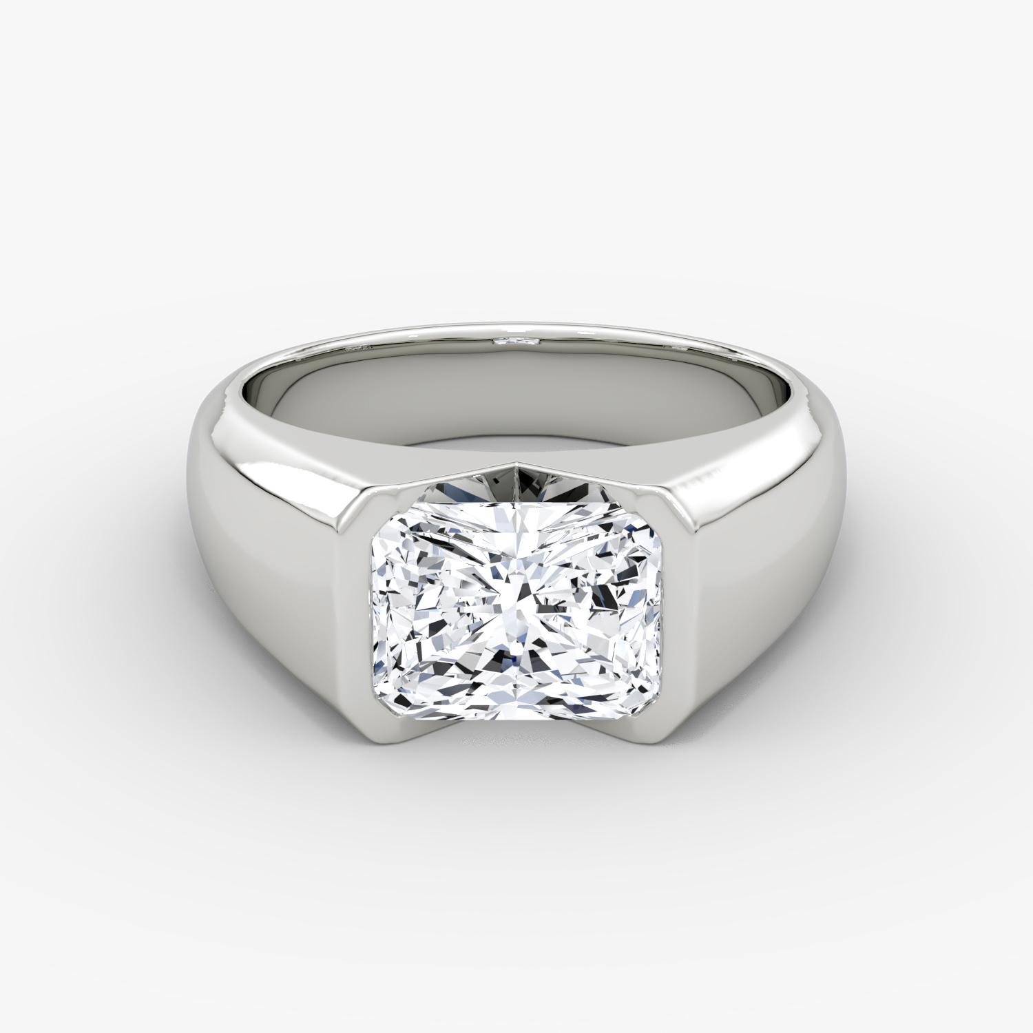 Statement Signet Radiant Engagement Ring | 18k White Gold