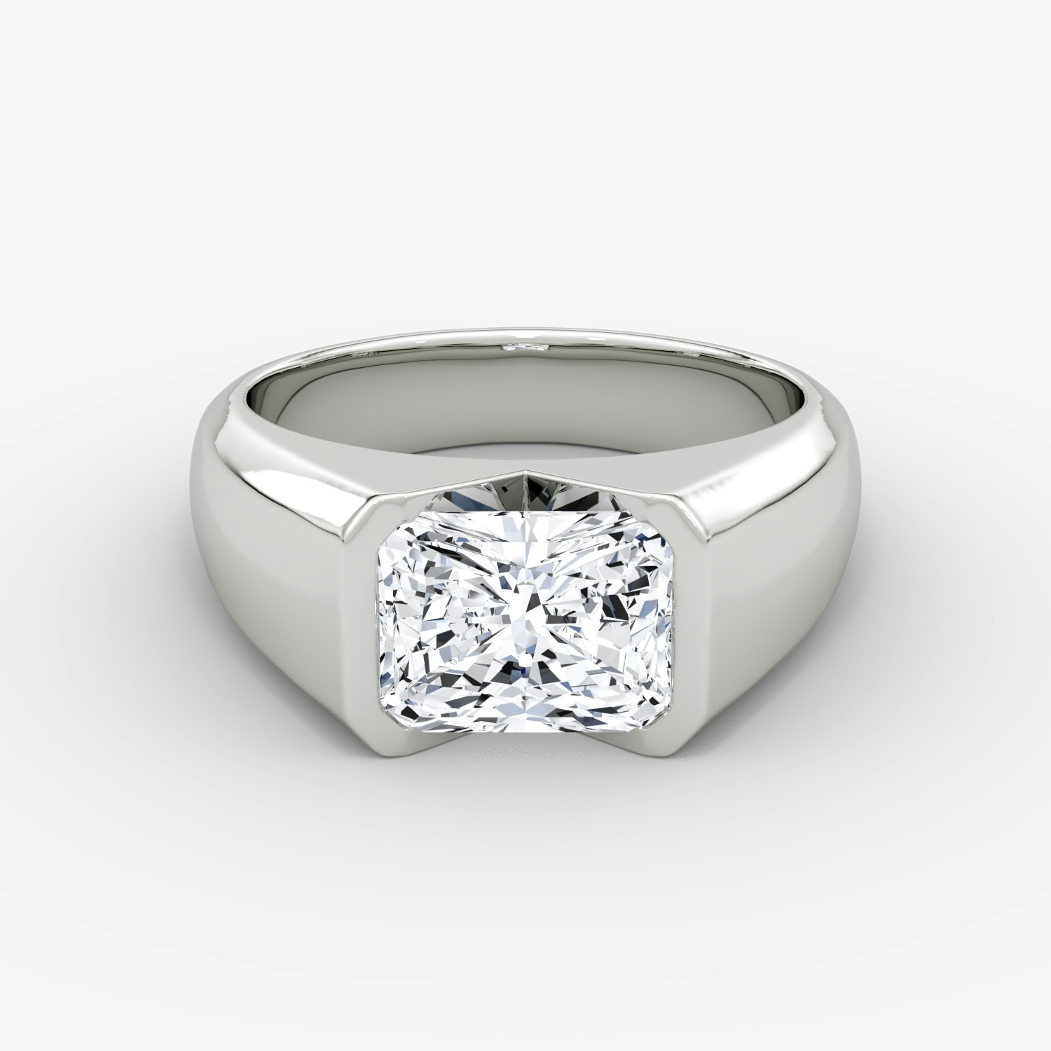 Statement Signet Radiant Engagement Ring | 18k White Gold