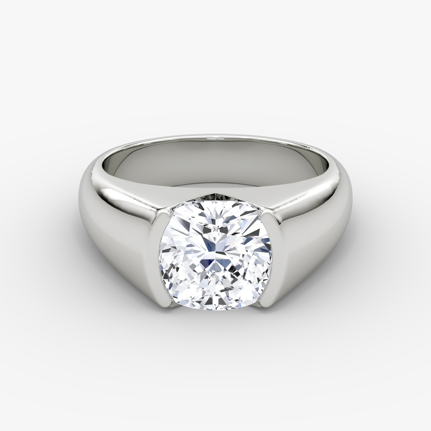 Statement Signet Cushion Engagement Ring | 18k White Gold