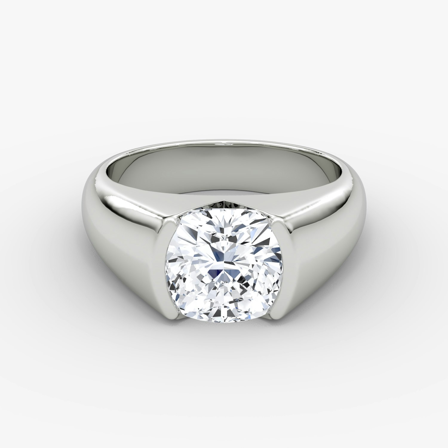 Statement Signet Cushion Engagement Ring | 18k White Gold