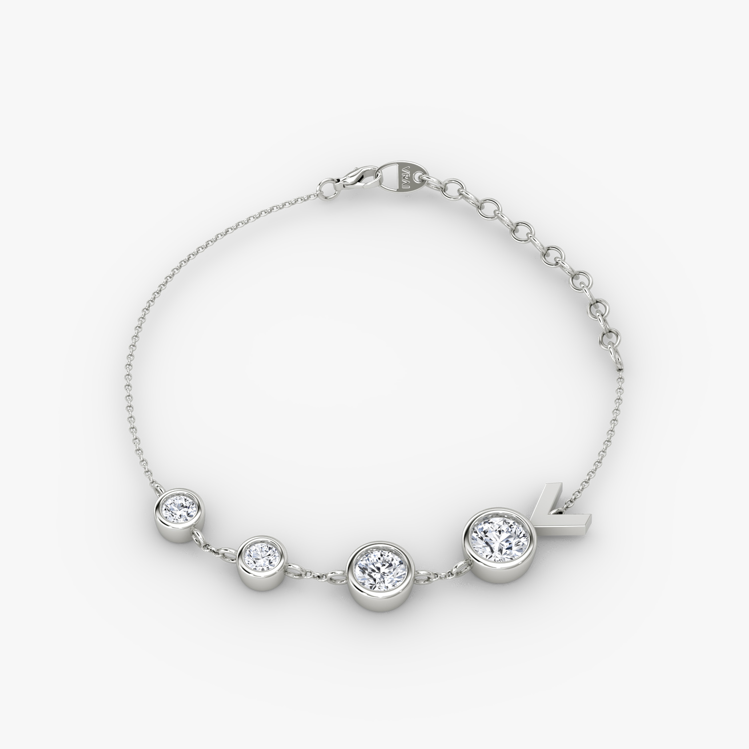 Arrow Station Bracelet 14k White Gold Round Brilliant Cut Created Diamond