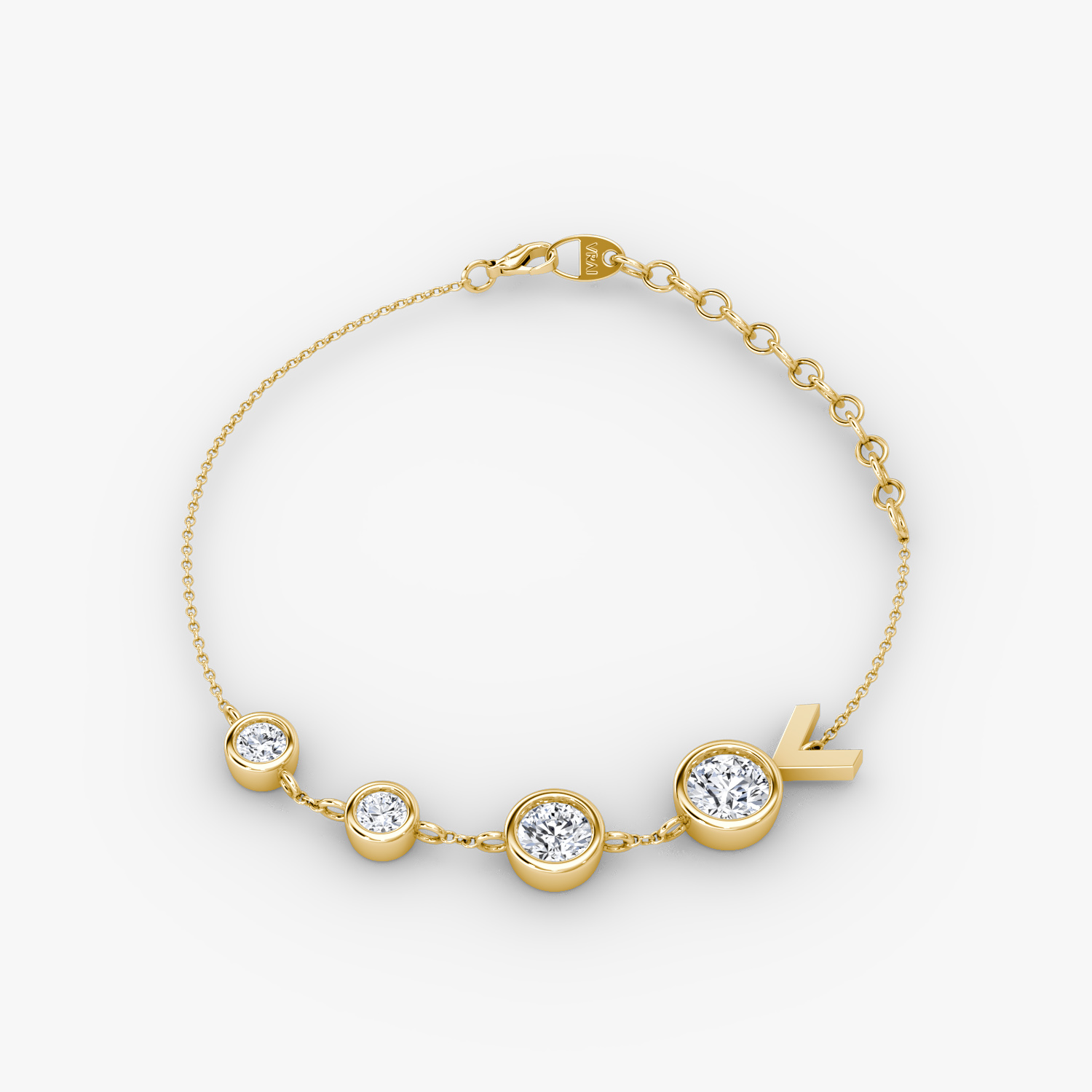 Arrow Station Bracelet 14k Yellow Gold Round Brilliant Cut Created Diamond