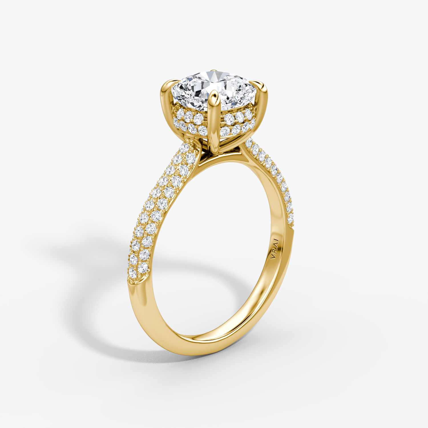 Regal Pavé Dome Cushion Engagement Ring | 18k Yellow Gold Pave