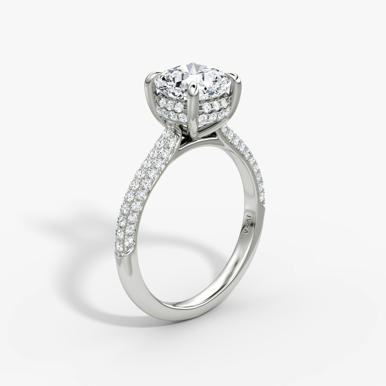 Regal Pavé Dome Cushion Engagement Ring | 18k White Gold Pave