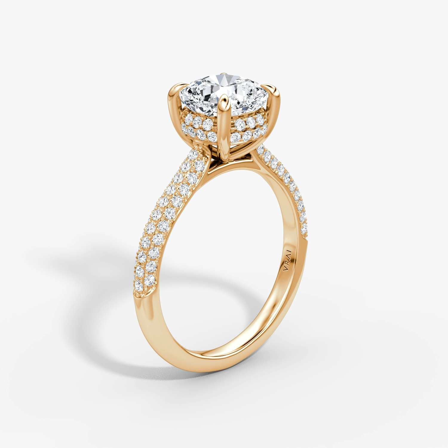 Regal Pavé Dome Cushion Engagement Ring | 14k Rose Gold Pave