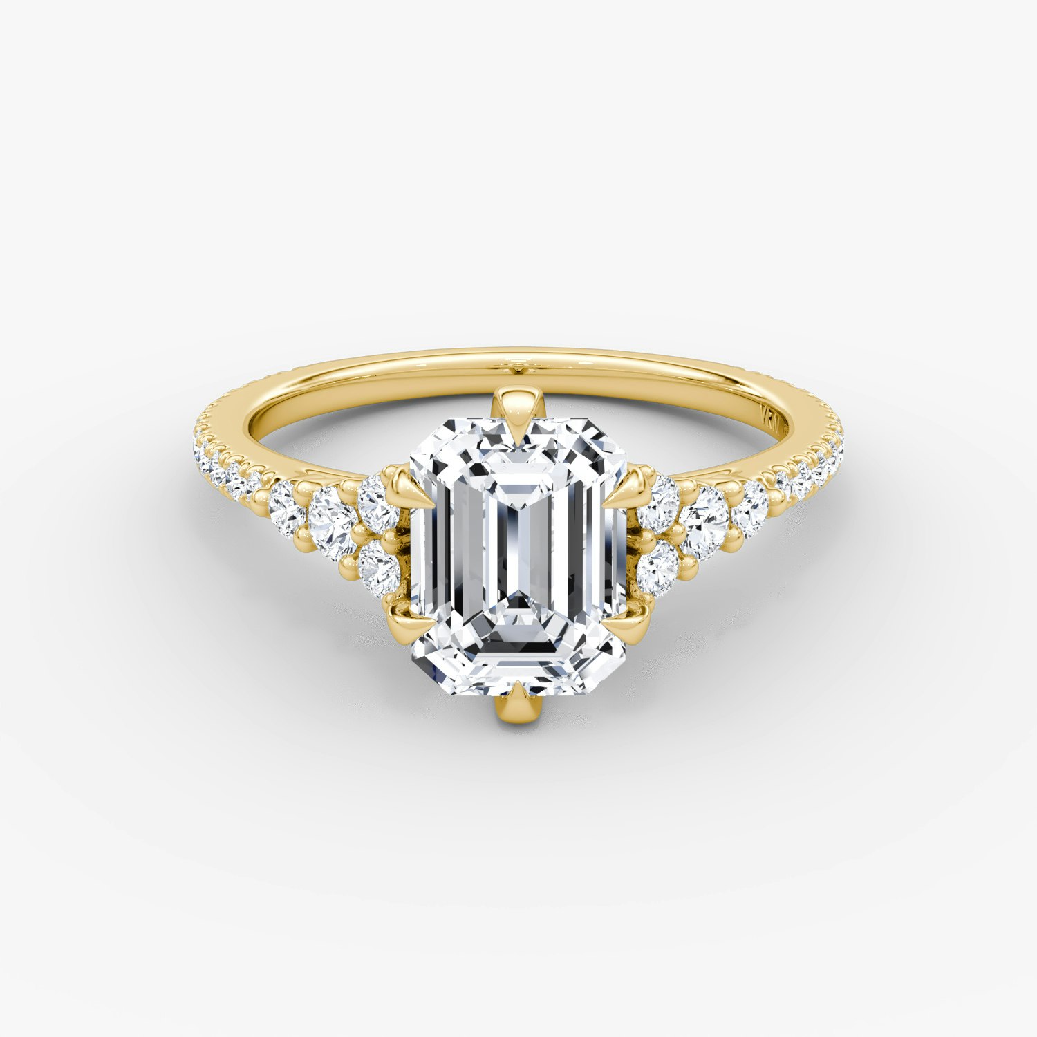 Round Cluster Heirloom Emerald Engagement Ring | 18k Yellow Gold