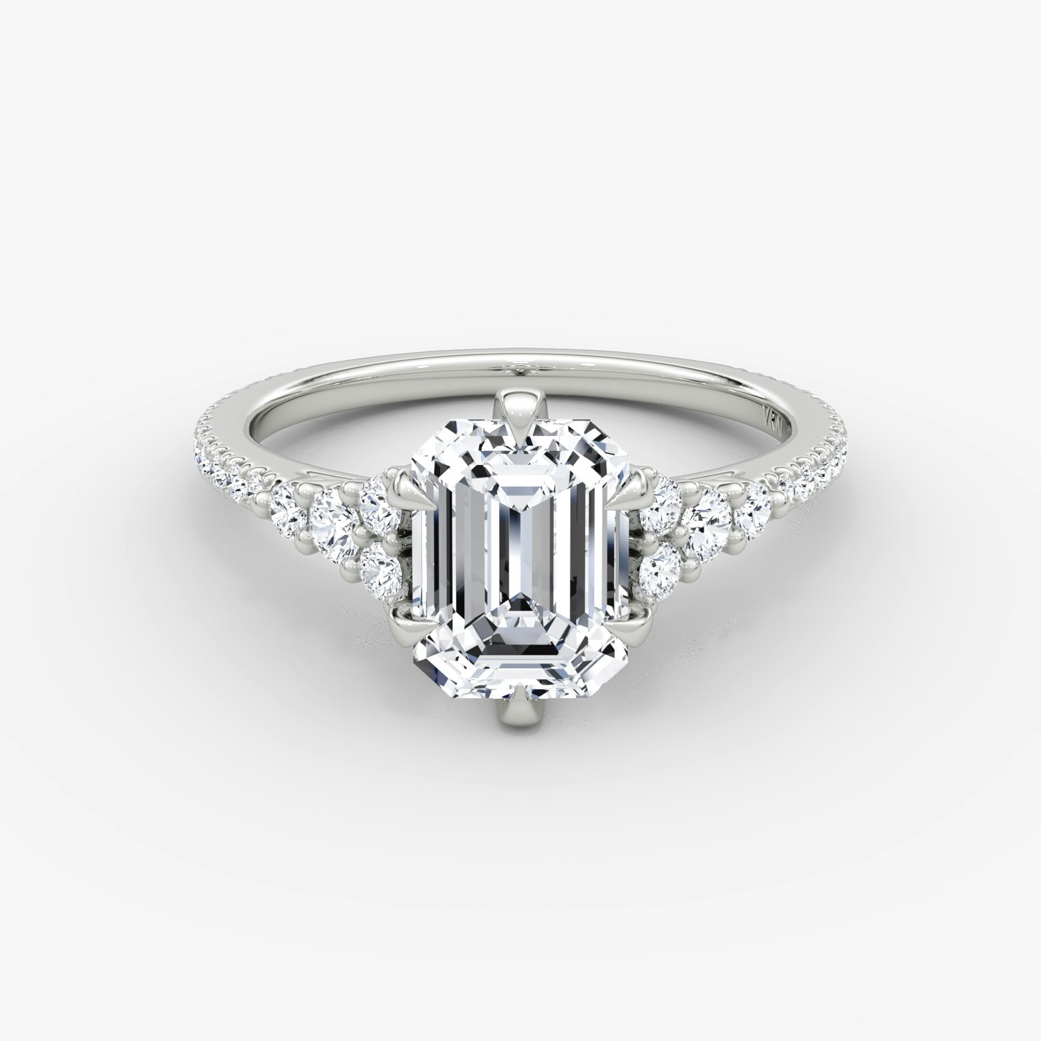 Round Cluster Heirloom Emerald Engagement Ring | Platinum