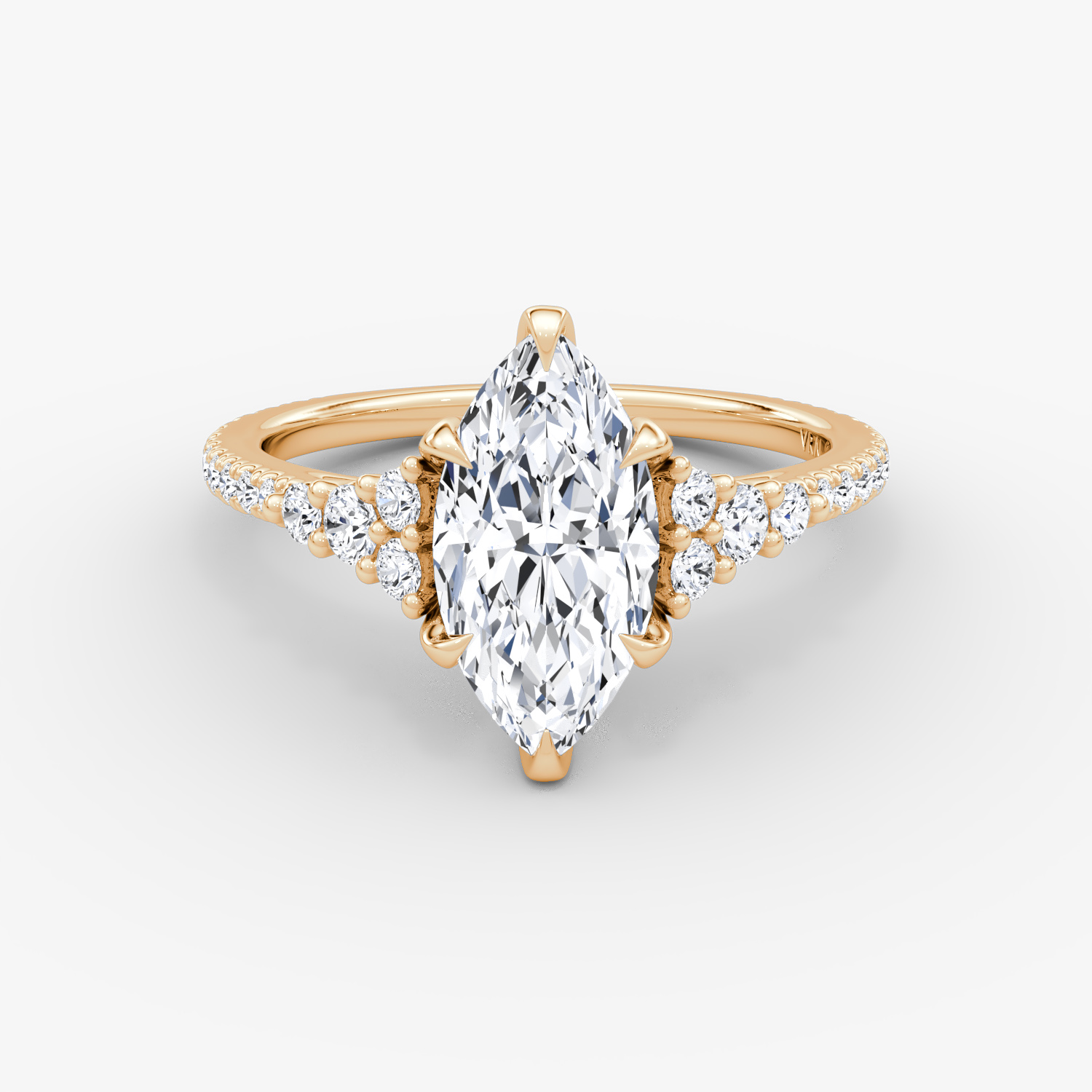 Round Cluster Heirloom Marquise Engagement Ring | 14k Rose Gold