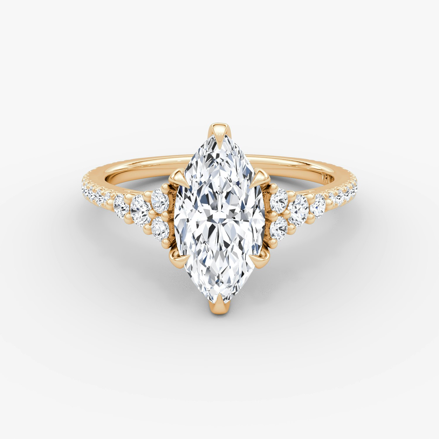 Round Cluster Heirloom Marquise Engagement Ring | 14k Rose Gold