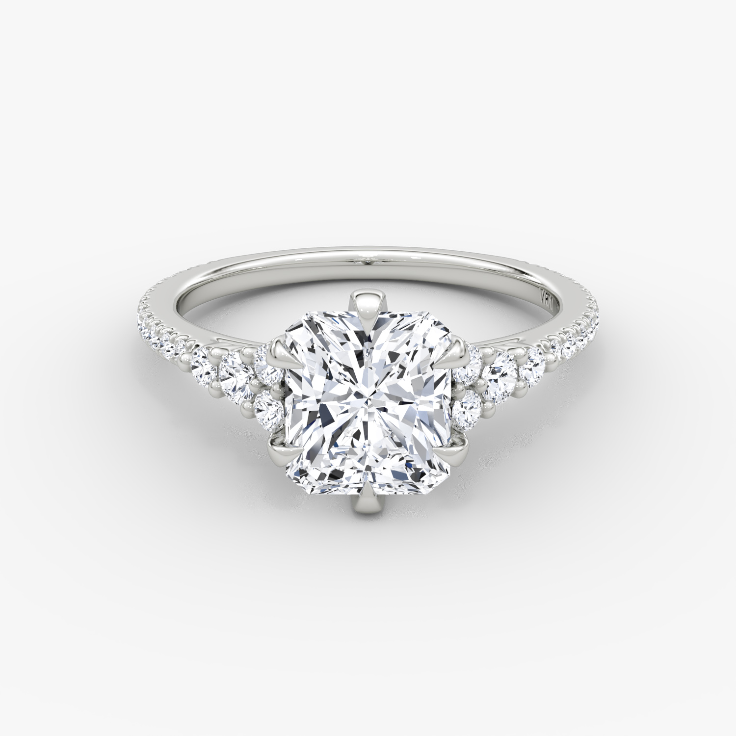 Round Cluster Heirloom Radiant Engagement Ring | 18k White Gold