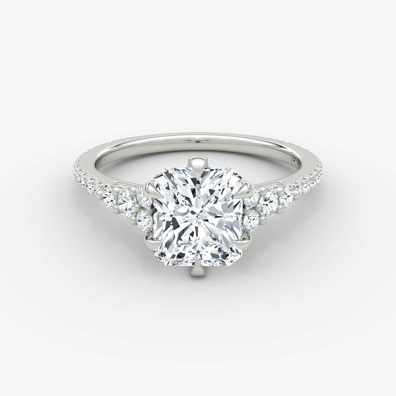 Round Cluster Heirloom Radiant Engagement Ring | 18k White Gold