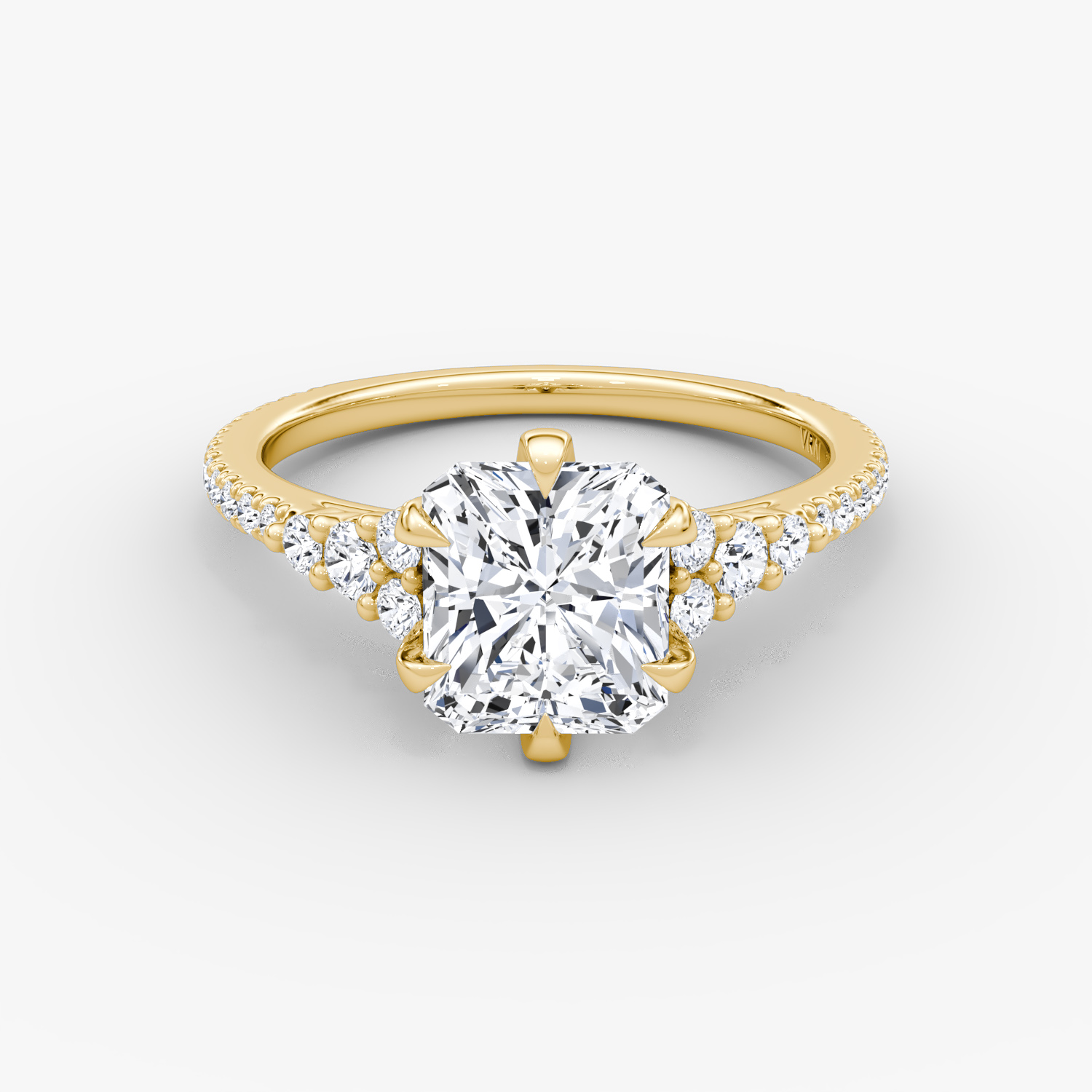 Round Cluster Heirloom Radiant Engagement Ring | 18k Yellow Gold