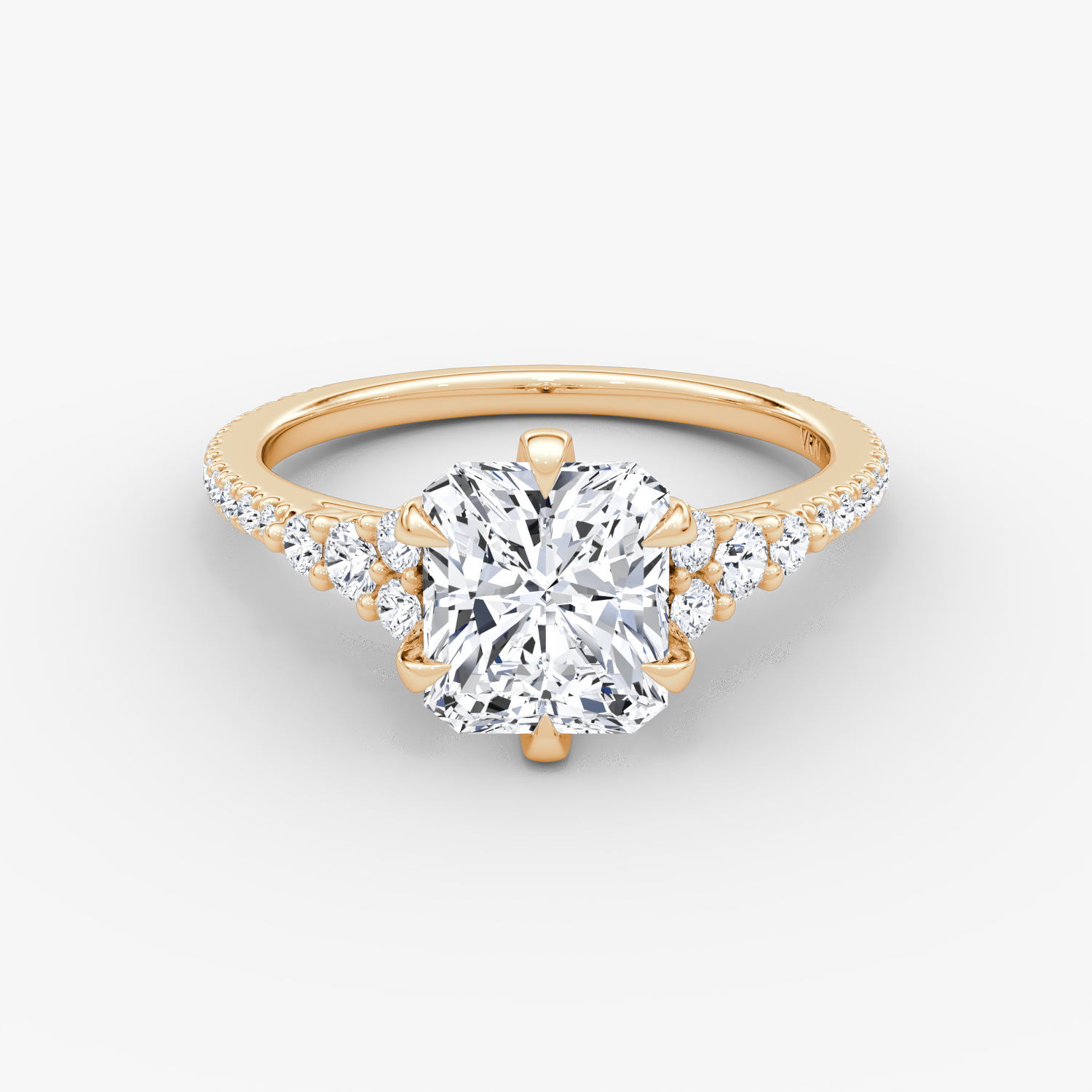Round Cluster Heirloom Radiant Engagement Ring | 14k Rose Gold