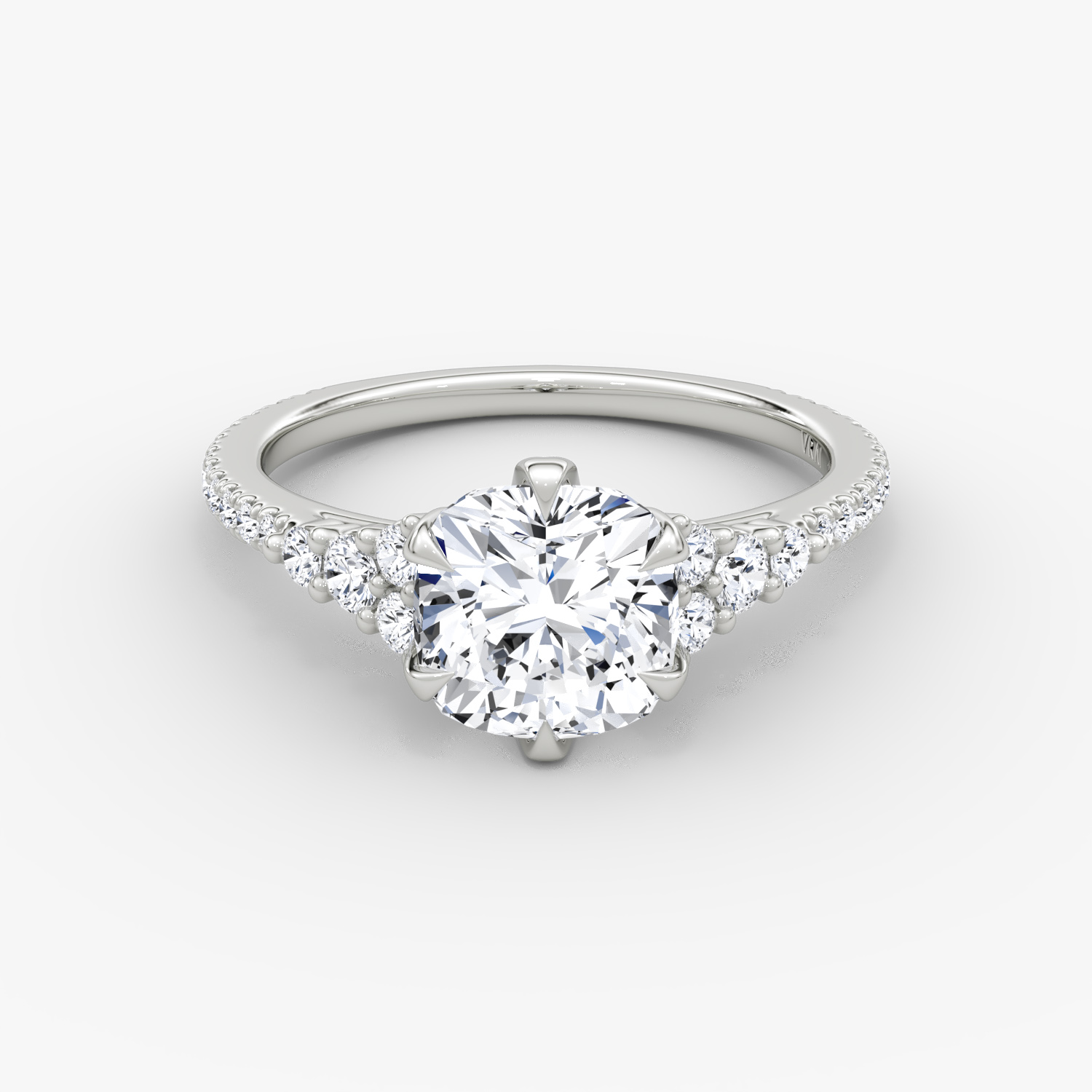 Round Cluster Heirloom Cushion Engagement Ring | 18k White Gold