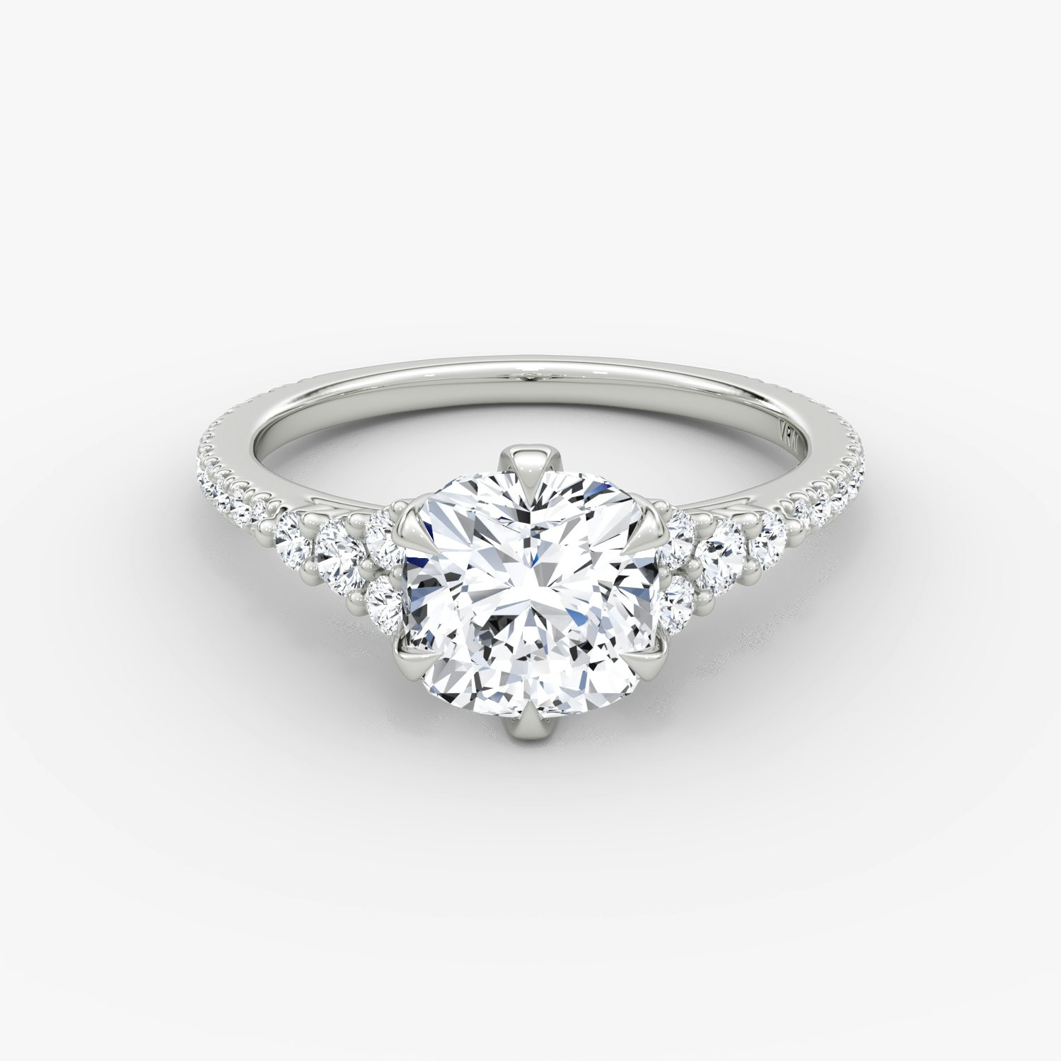 Round Cluster Heirloom Cushion Engagement Ring | 18k White Gold
