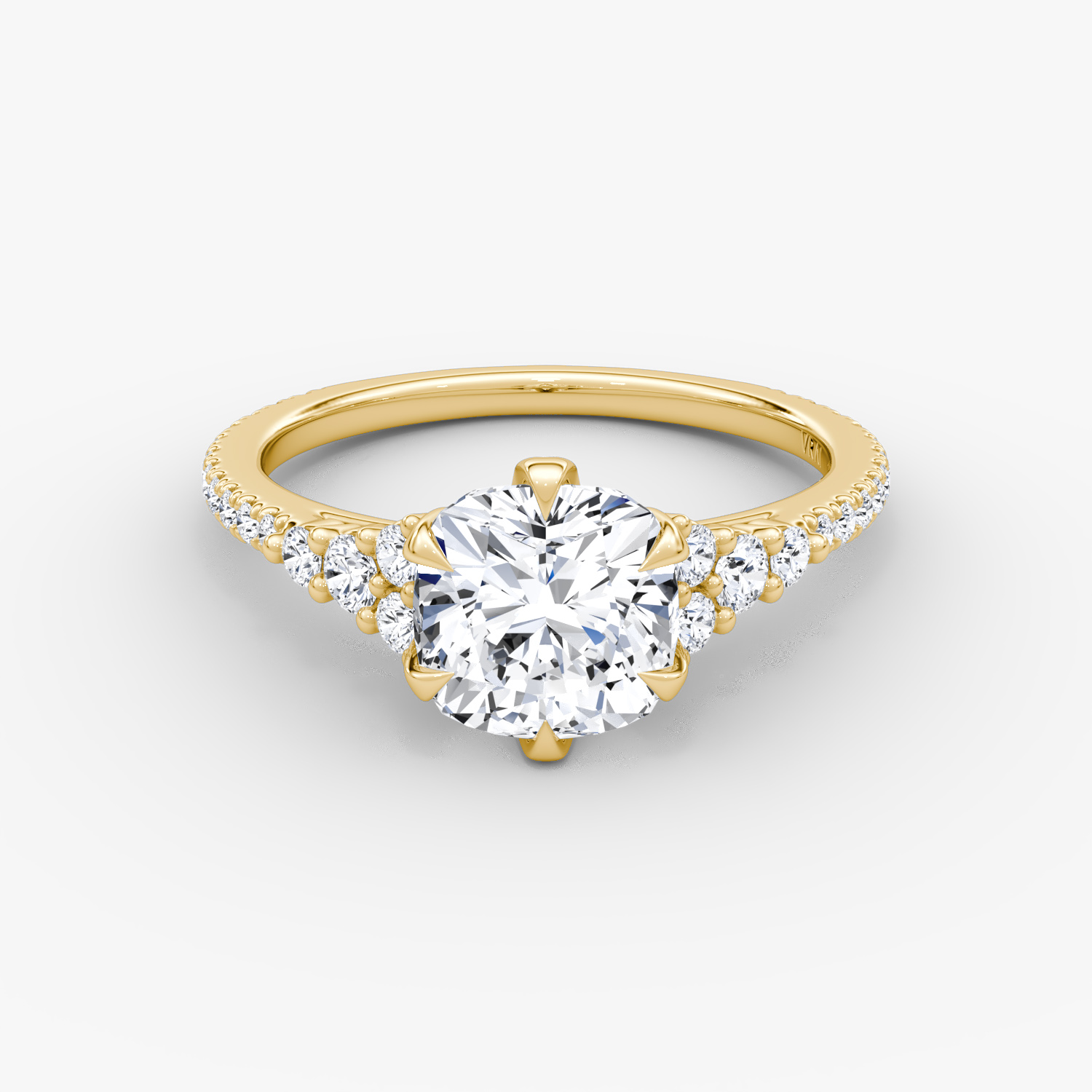 Round Cluster Heirloom Cushion Engagement Ring | 18k Yellow Gold