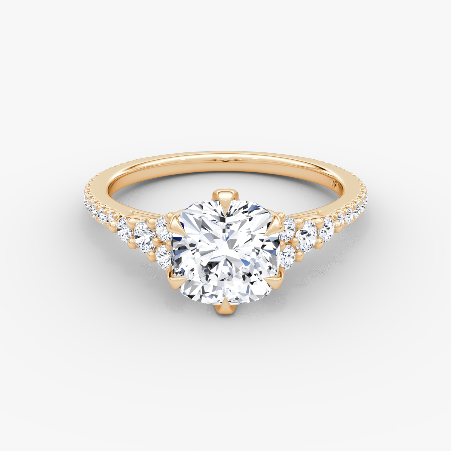 Round Cluster Heirloom Cushion Engagement Ring | 14k Rose Gold