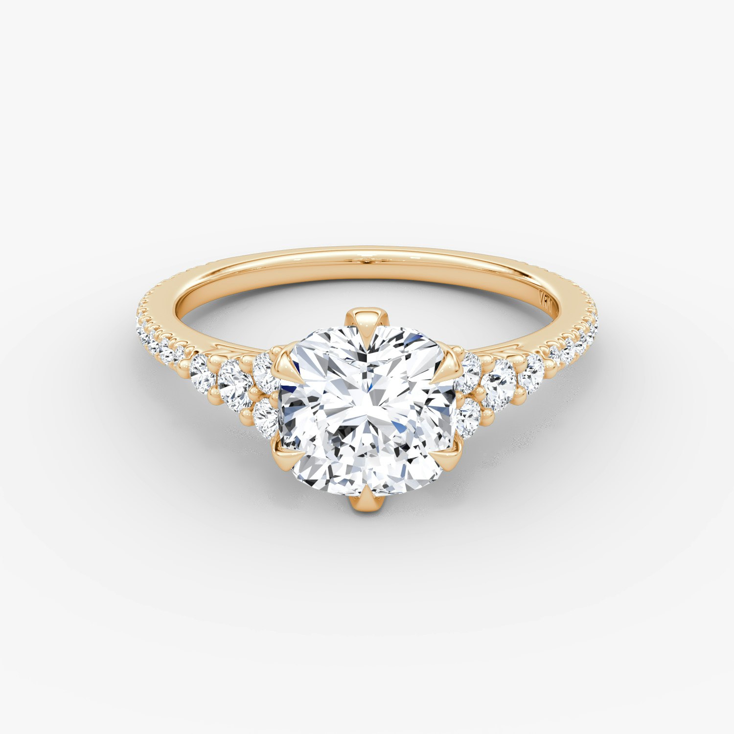 Round Cluster Heirloom Cushion Engagement Ring | 14k Rose Gold