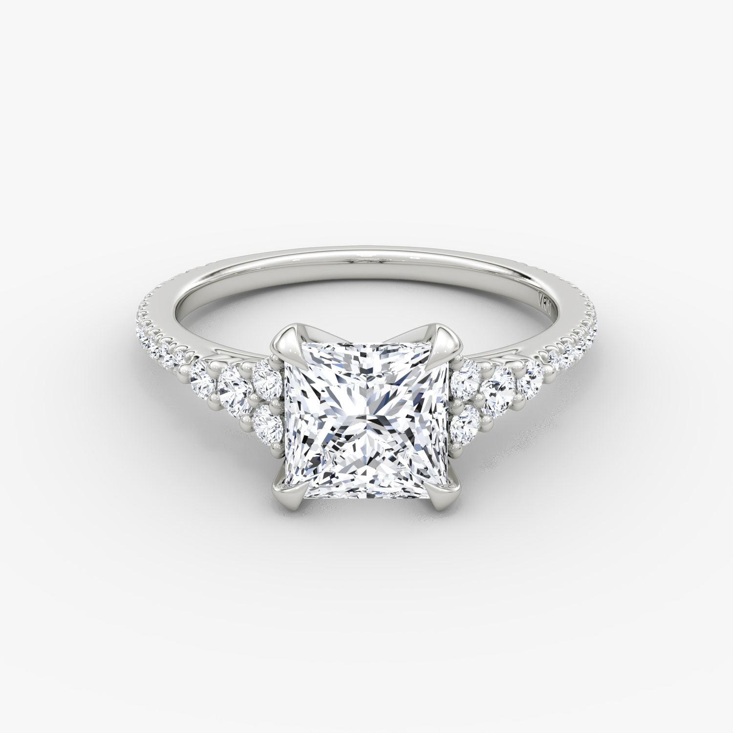 Round Cluster Heirloom Princess Engagement Ring | 18k White Gold