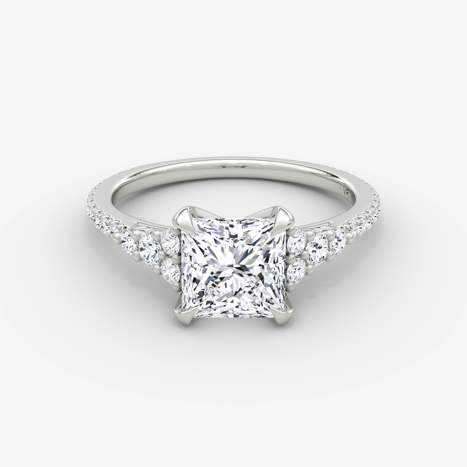 Round Cluster Heirloom Princess Engagement Ring | 18k White Gold