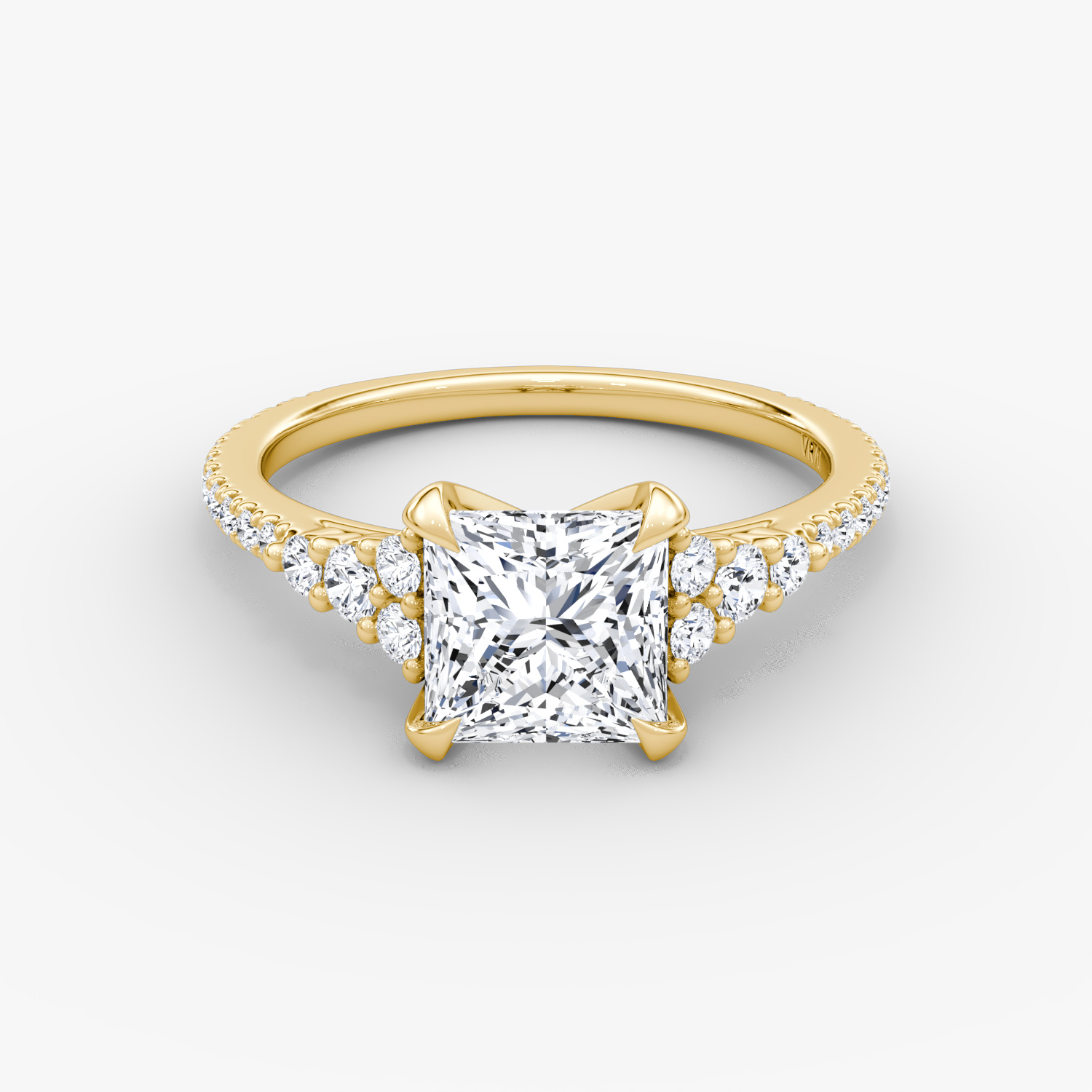 Round Cluster Heirloom Princess Engagement Ring | 18k Yellow Gold