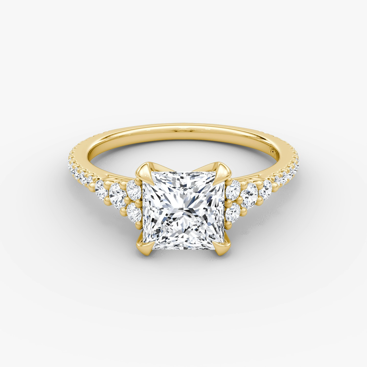 Round Cluster Heirloom Princess Engagement Ring | 18k Yellow Gold