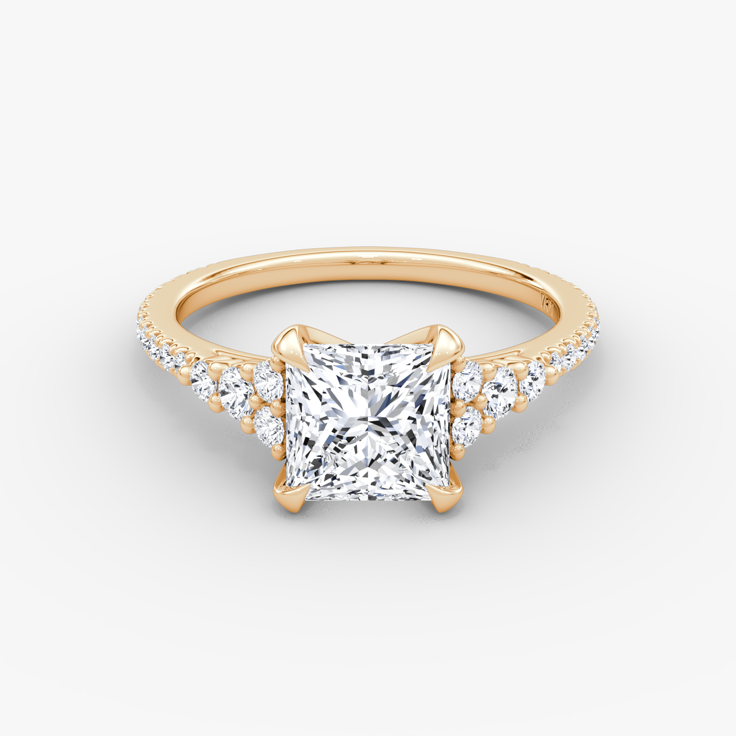 Round Cluster Heirloom Princess Engagement Ring | 14k Rose Gold